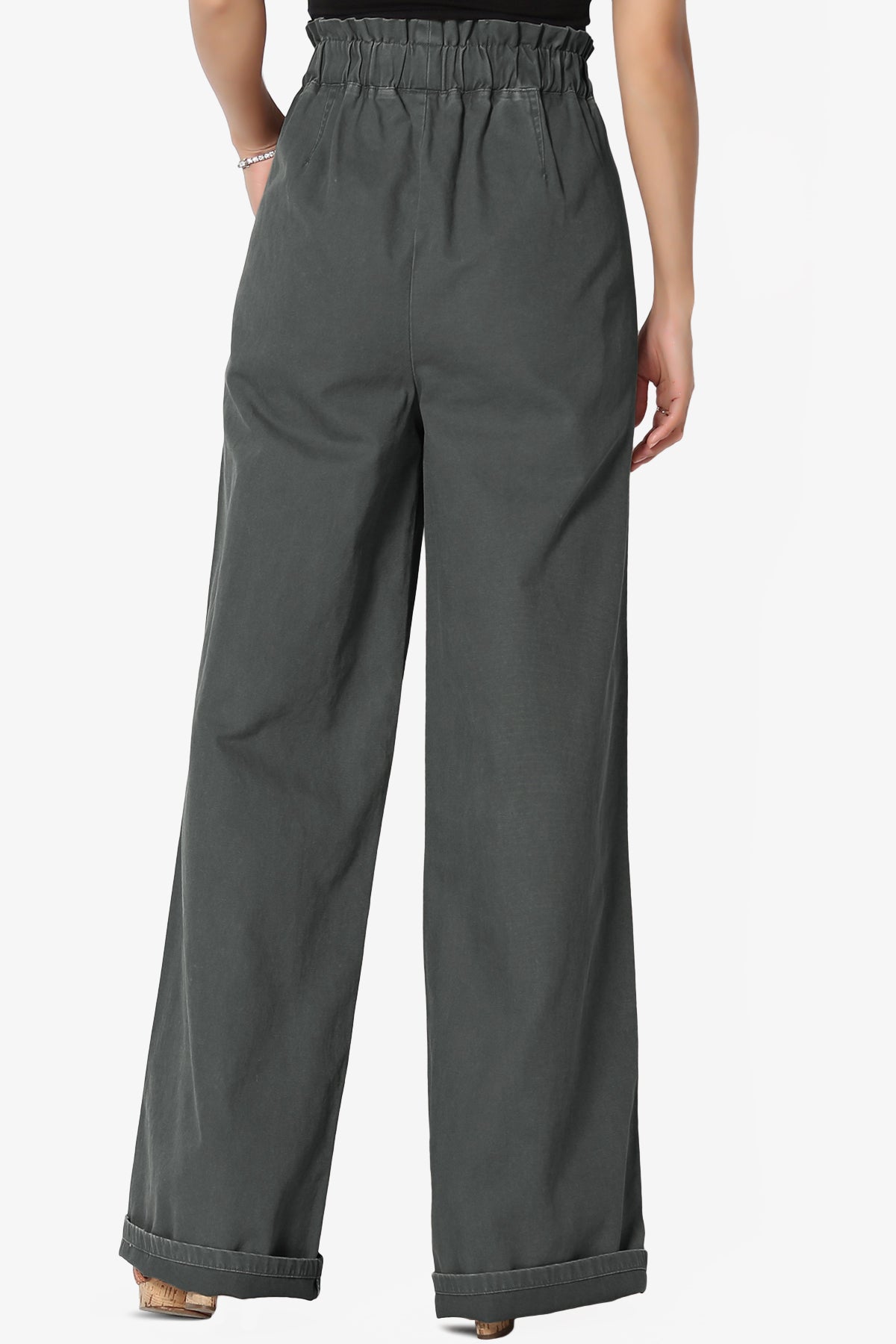 Fateful Washed Twill High Waist Wide Leg Pants