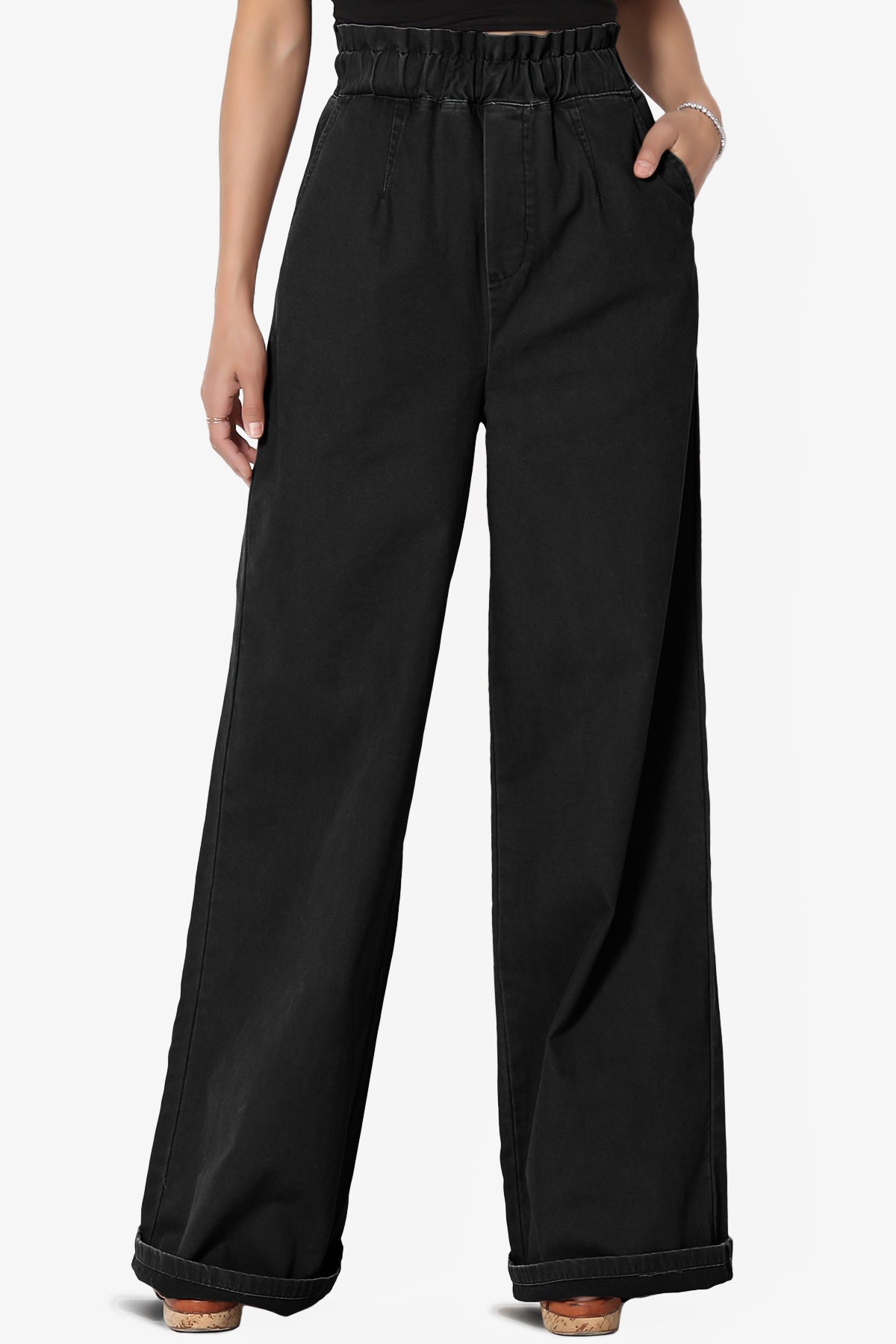 Fateful Washed Twill High Waist Wide Leg Pants