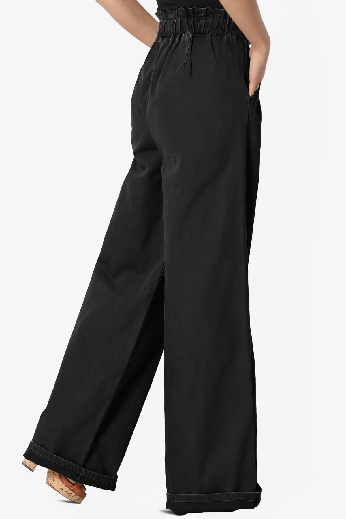 Fateful Twill High Waist Wide Leg Pants BLACK_4