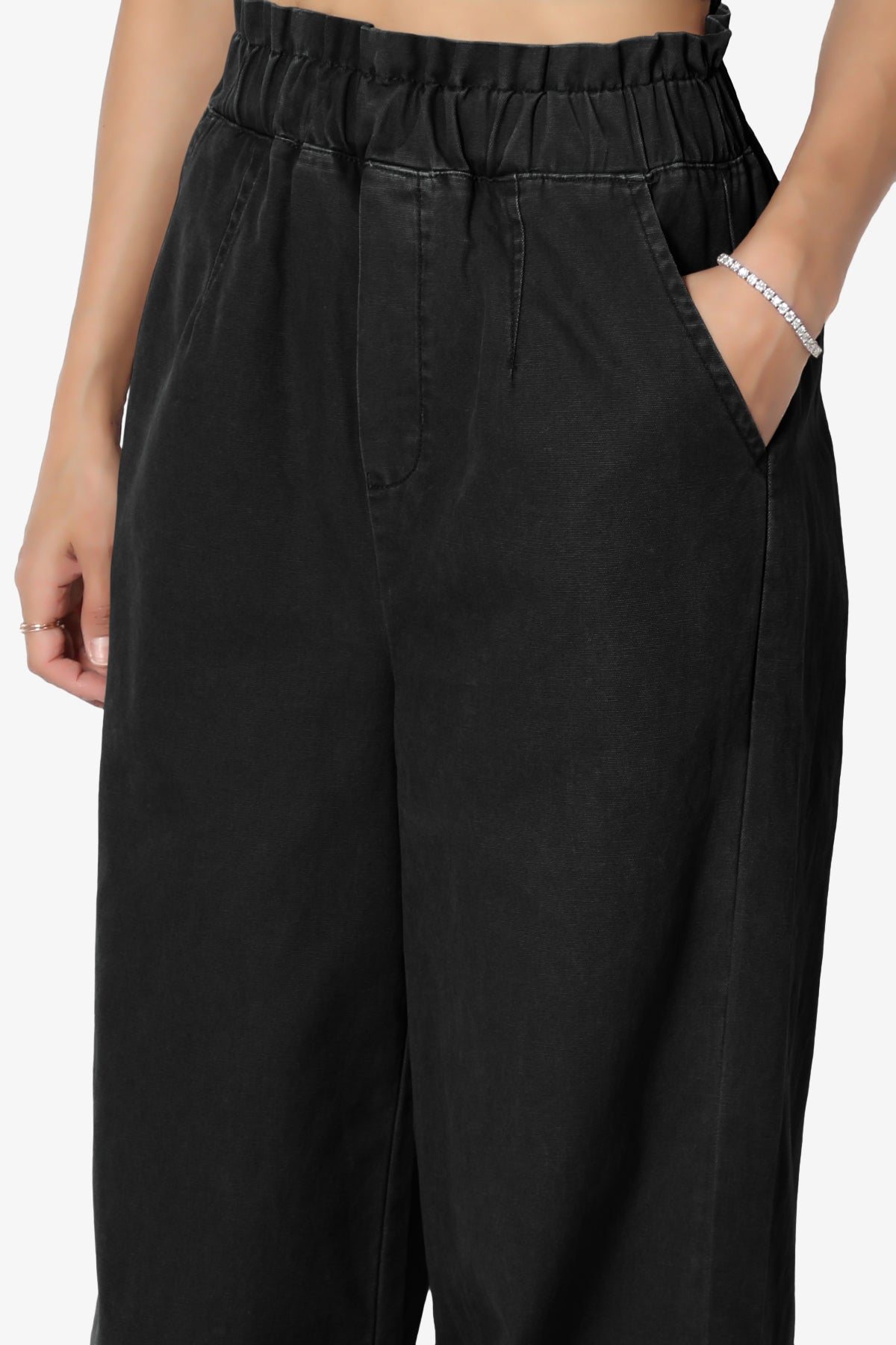 Fateful Washed Twill High Waist Wide Leg Pants