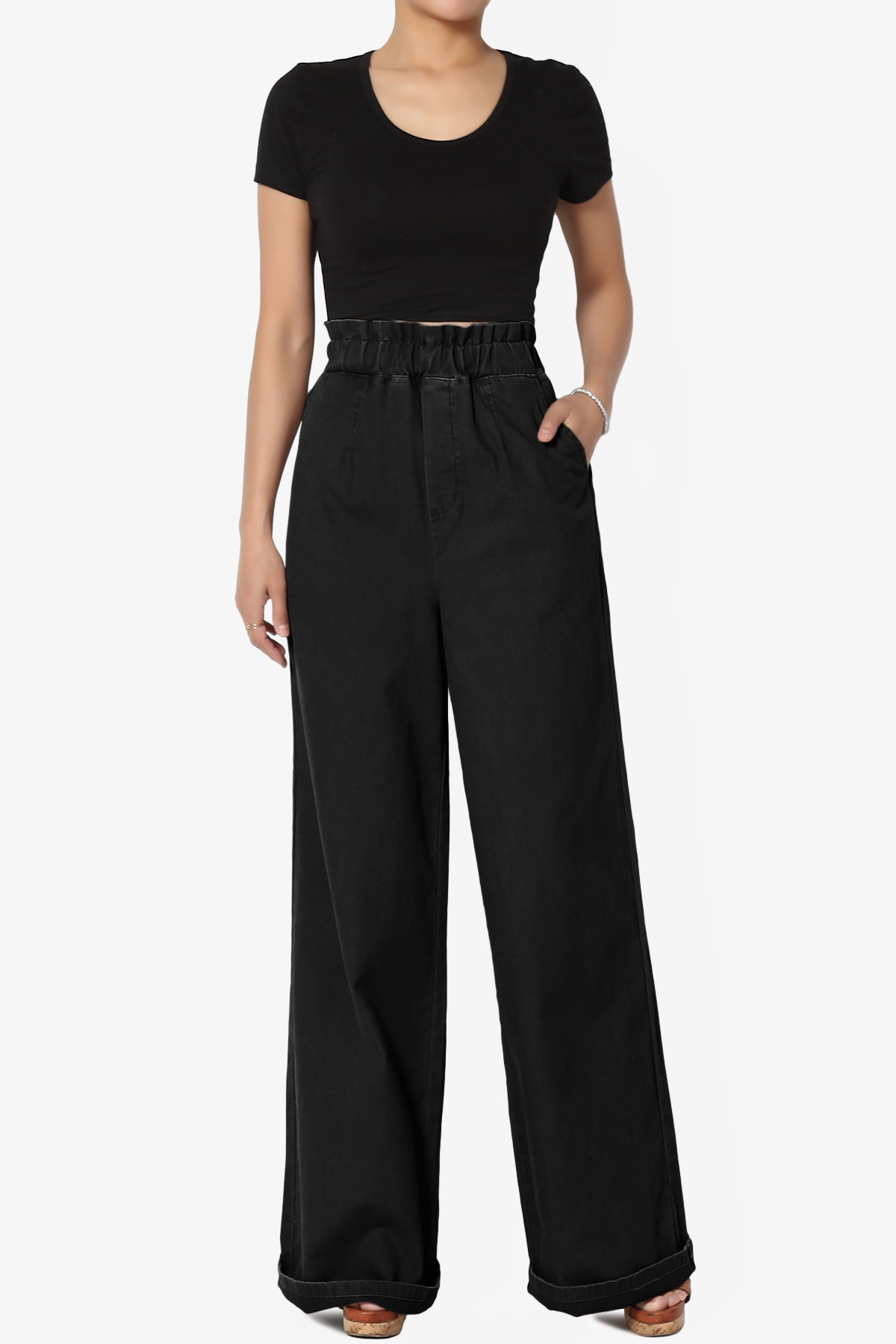 Fateful Washed Twill High Waist Wide Leg Pants