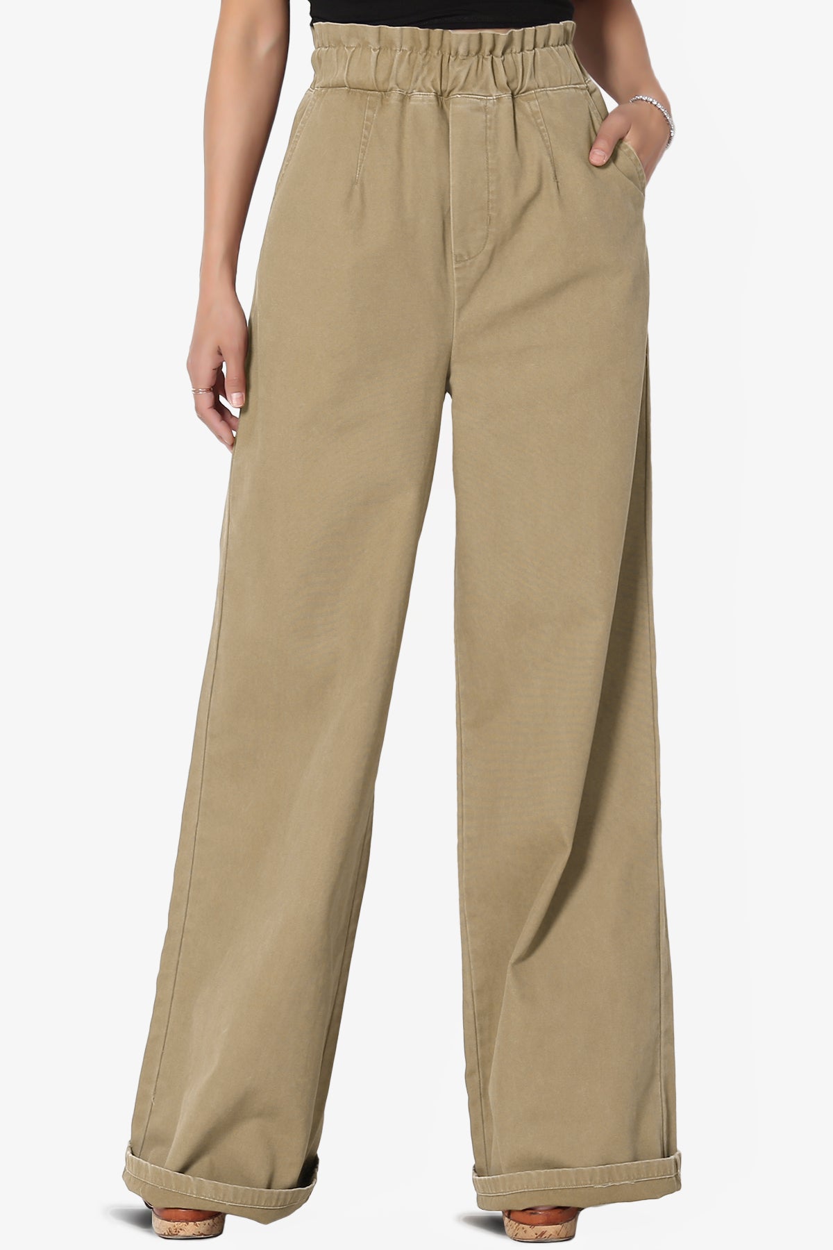 Fateful Washed Twill High Waist Wide Leg Pants