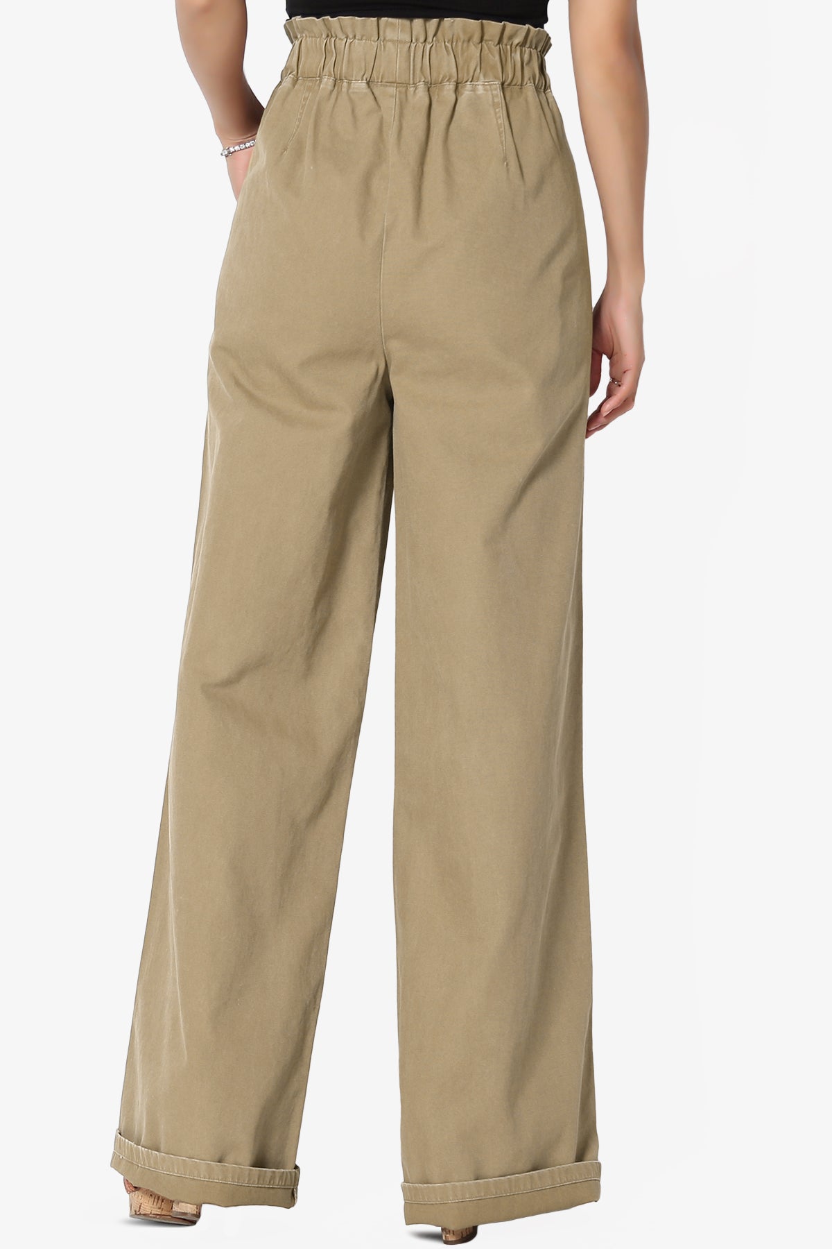 Fateful Washed Twill High Waist Wide Leg Pants