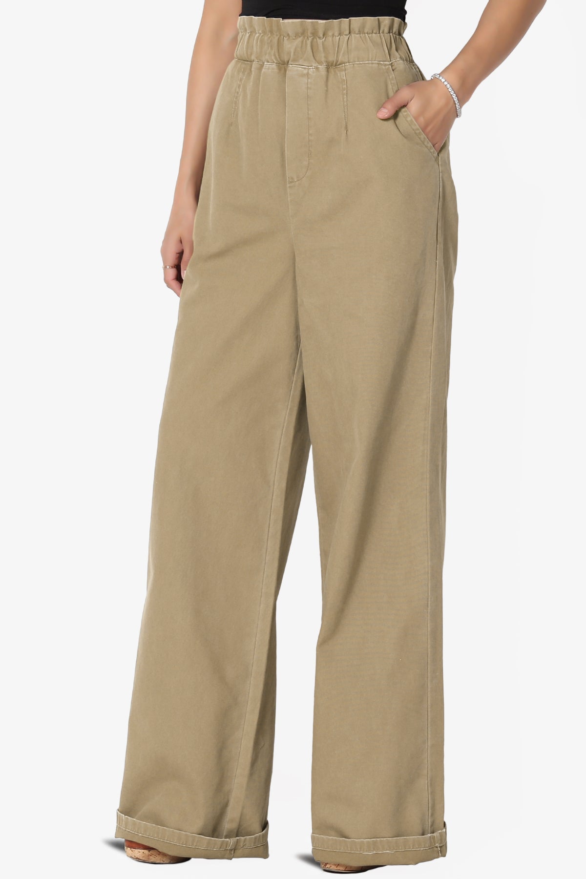 Fateful Washed Twill High Waist Wide Leg Pants