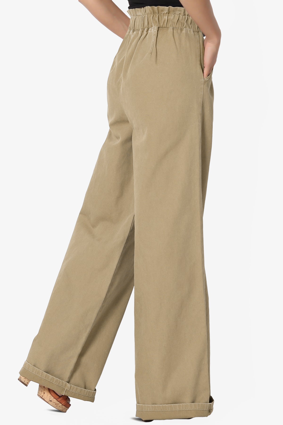 Fateful Washed Twill High Waist Wide Leg Pants