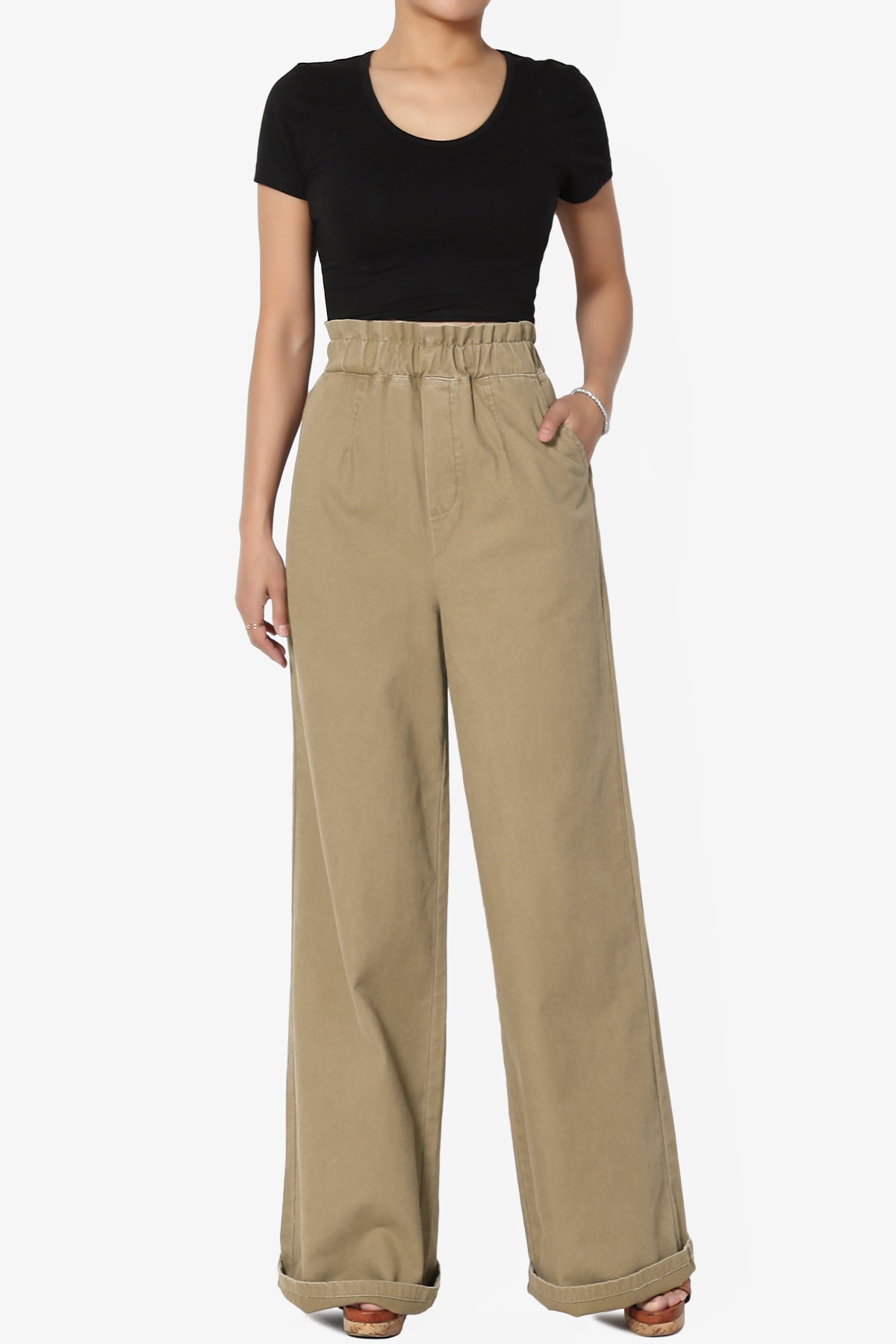 Fateful Washed Twill High Waist Wide Leg Pants