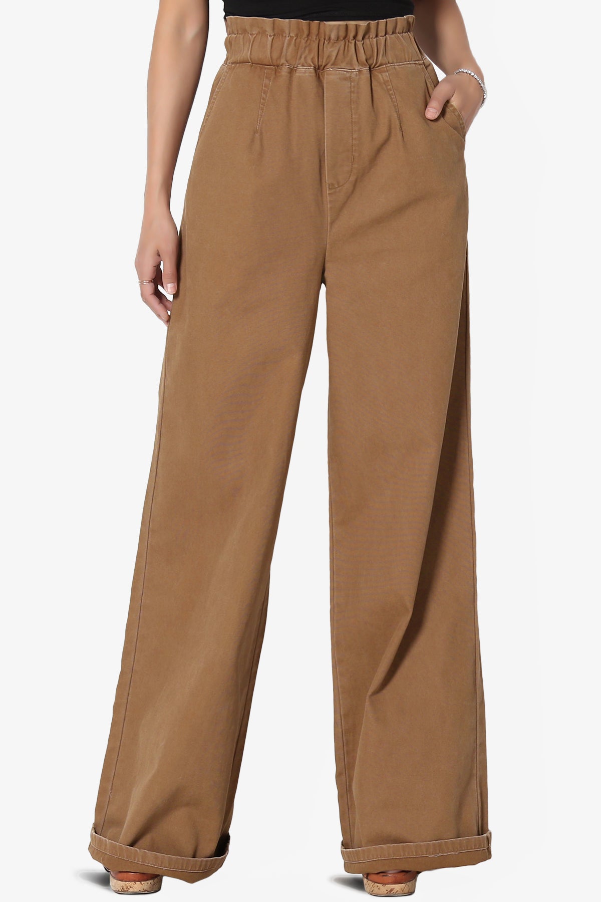 Fateful Washed Twill High Waist Wide Leg Pants