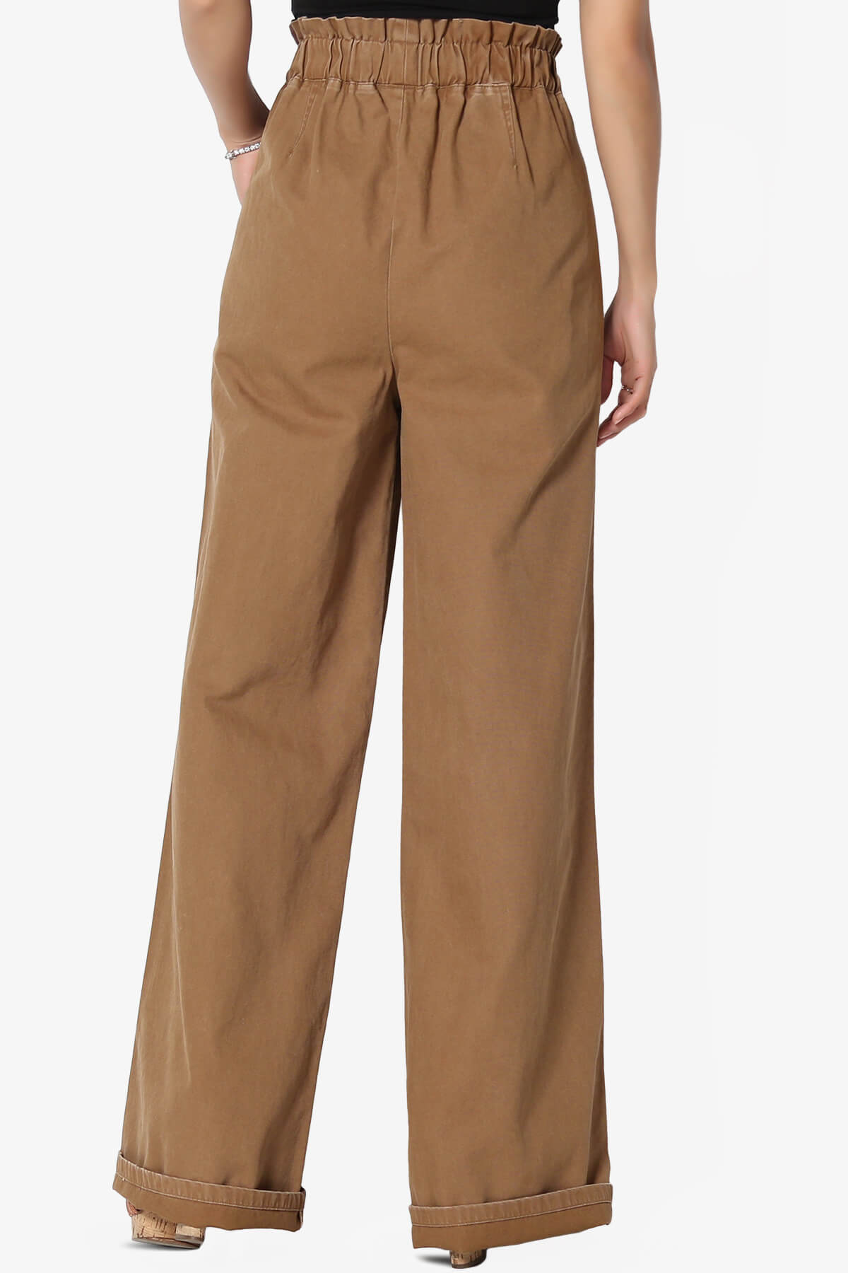 Fateful Twill High Waist Wide Leg Pants DEEP CAMEL_2