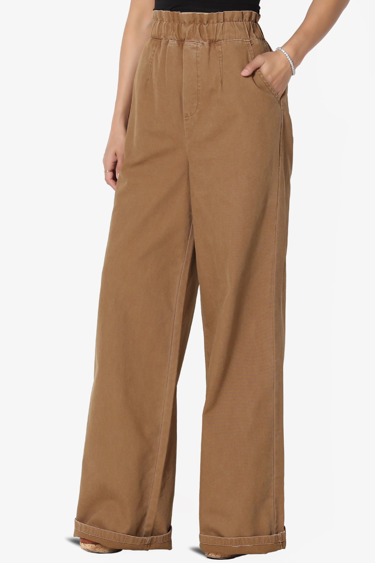 Fateful Washed Twill High Waist Wide Leg Pants