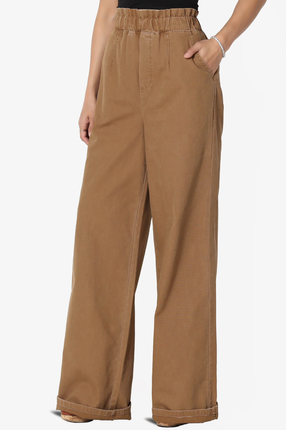 Fateful Twill High Waist Wide Leg Pants DEEP CAMEL_3