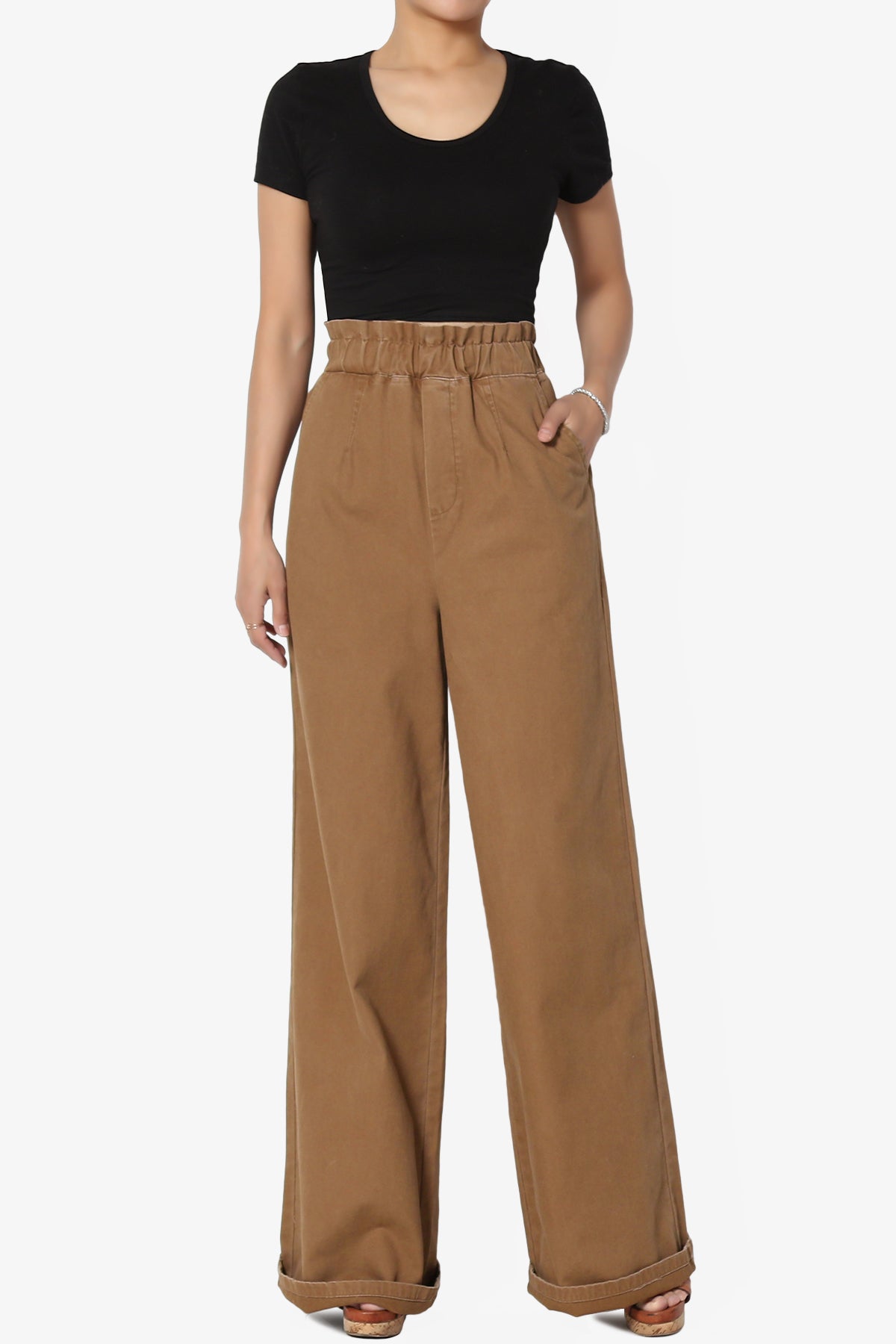 Fateful Washed Twill High Waist Wide Leg Pants