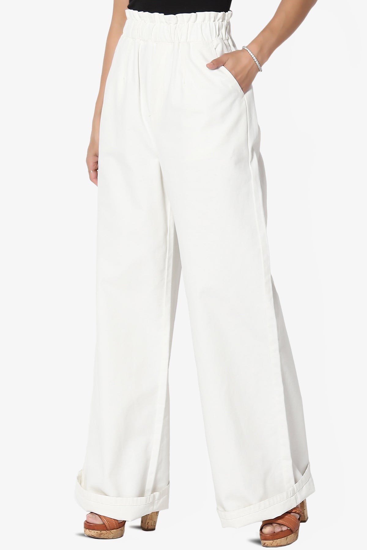 Fateful Washed Twill High Waist Wide Leg Pants