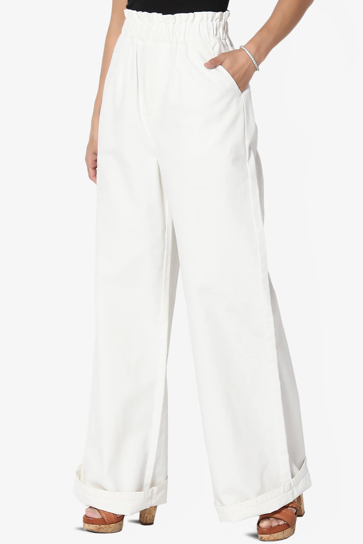 Fateful Twill High Waist Wide Leg Pants IVORY_1