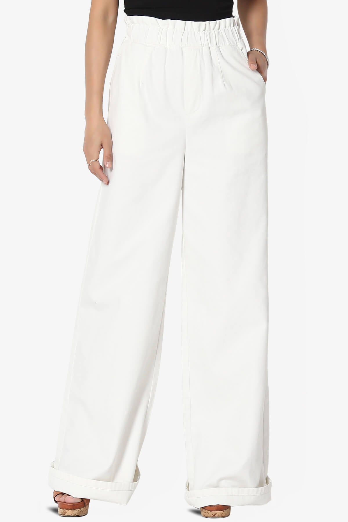 Fateful Twill High Waist Wide Leg Pants IVORY_3