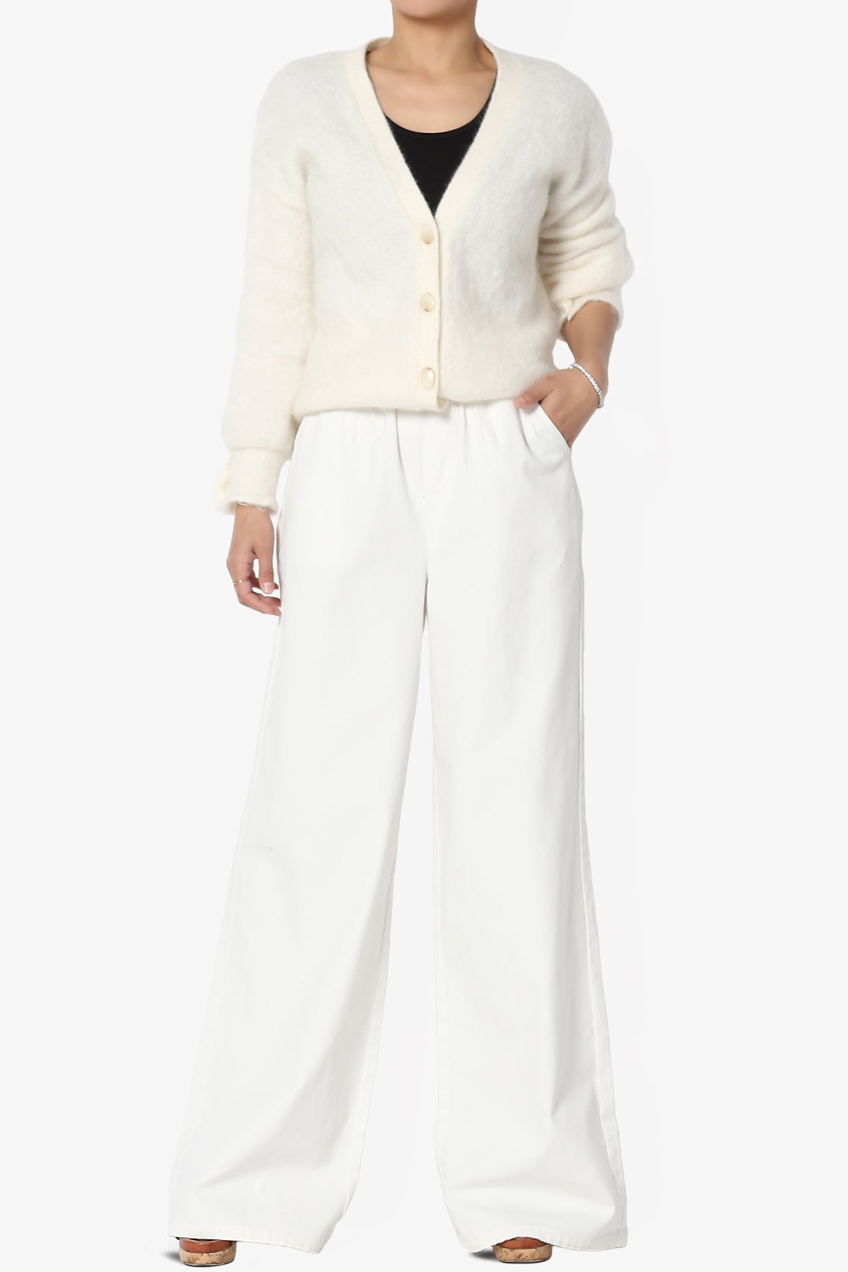 Fateful Washed Twill High Waist Wide Leg Pants