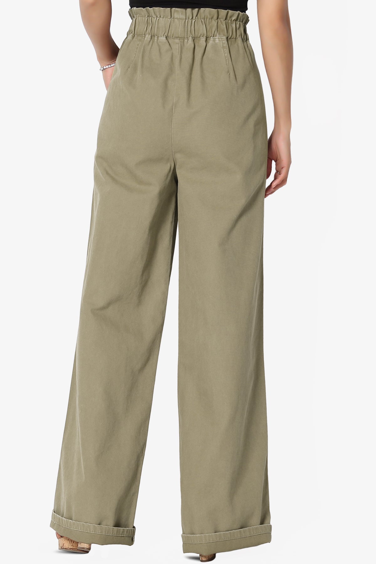 Fateful Washed Twill High Waist Wide Leg Pants