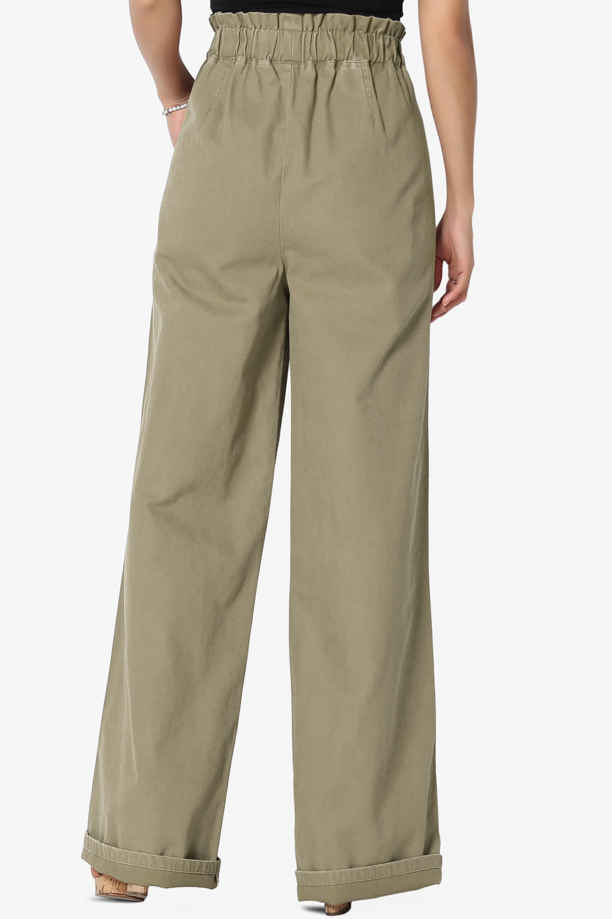 Fateful Twill High Waist Wide Leg Pants KHAKI_2