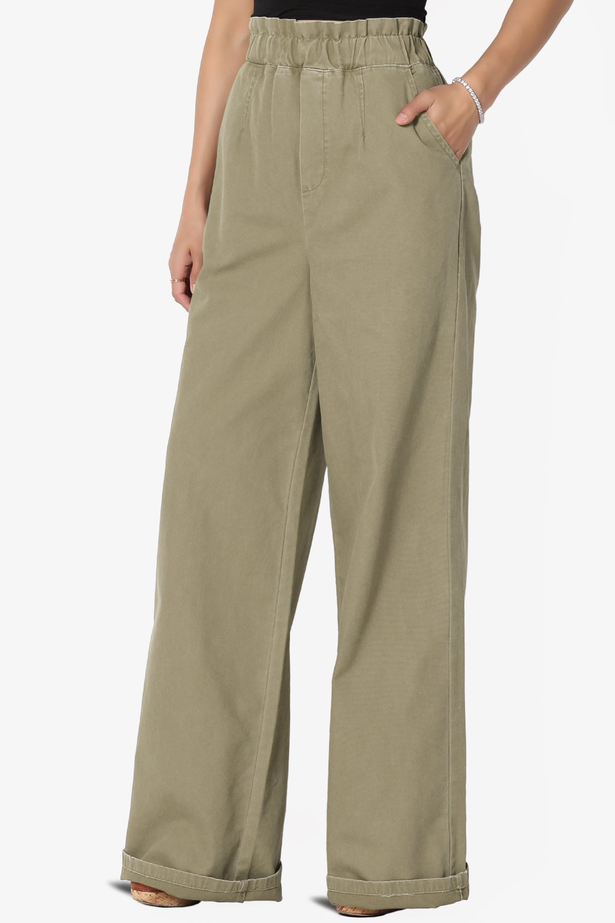 Fateful Washed Twill High Waist Wide Leg Pants