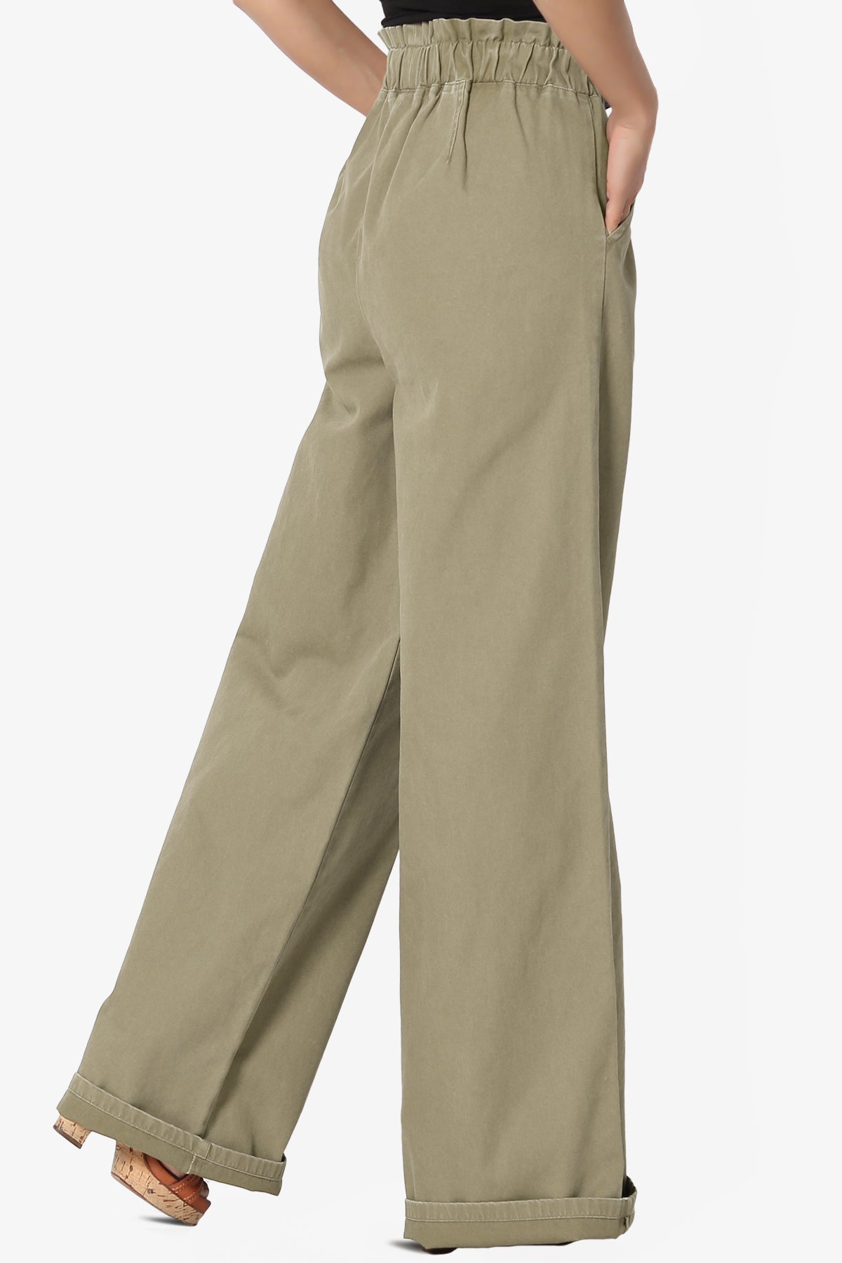 Fateful Washed Twill High Waist Wide Leg Pants