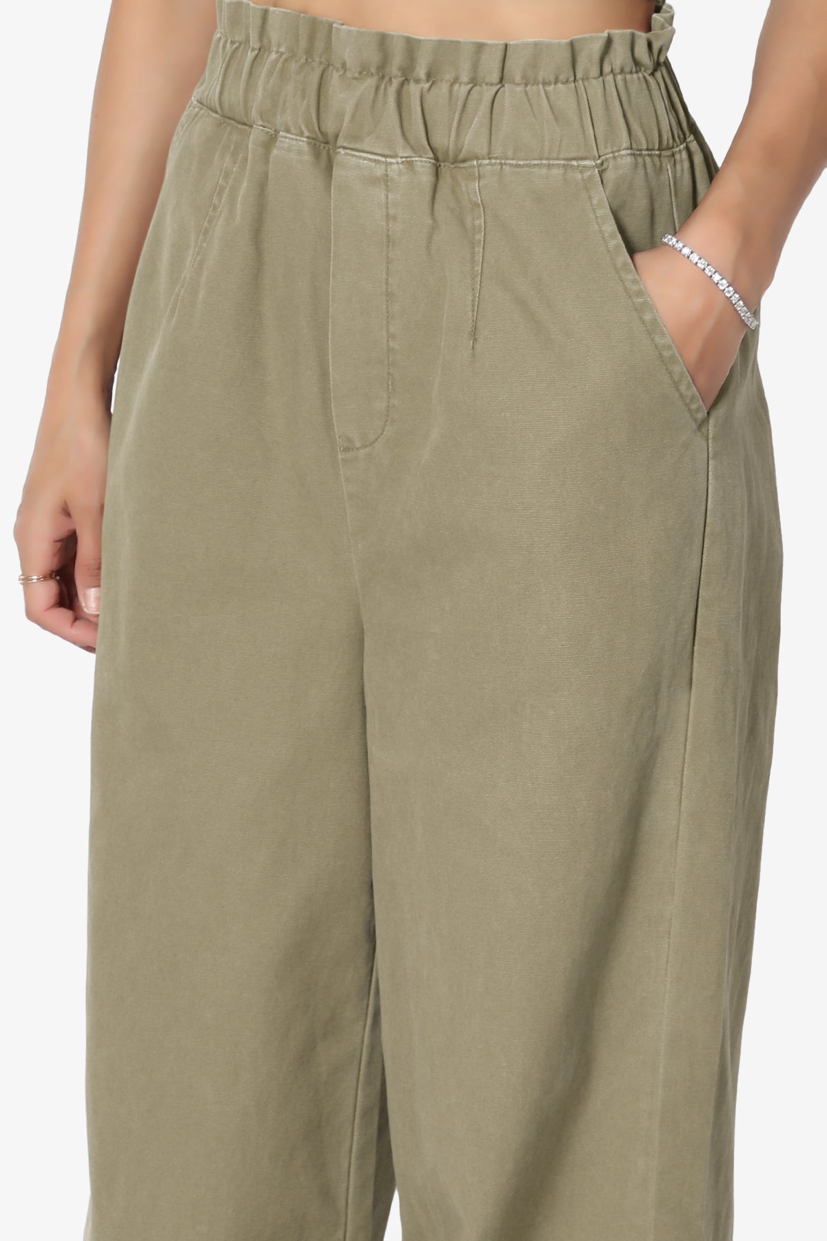 Fateful Washed Twill High Waist Wide Leg Pants