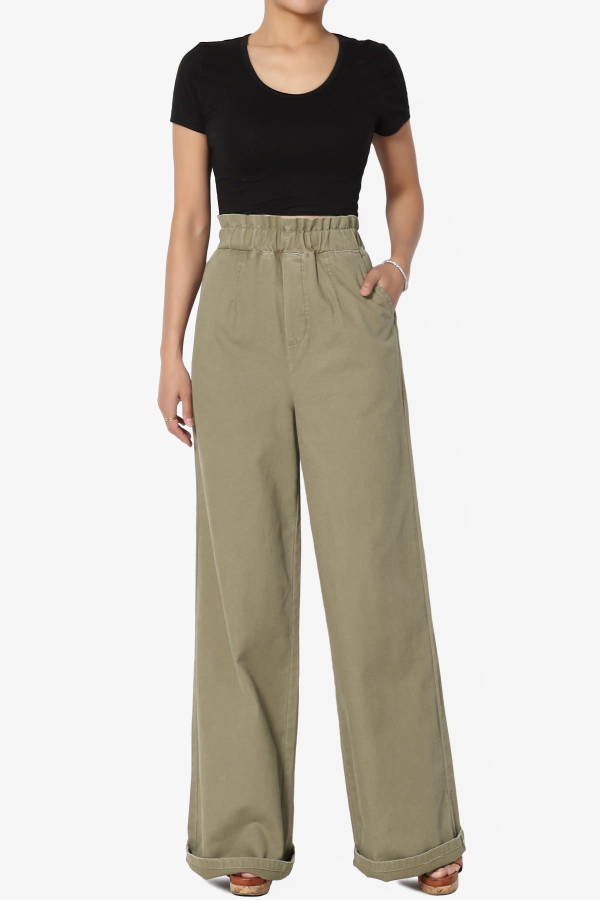 Fateful Washed Twill High Waist Wide Leg Pants