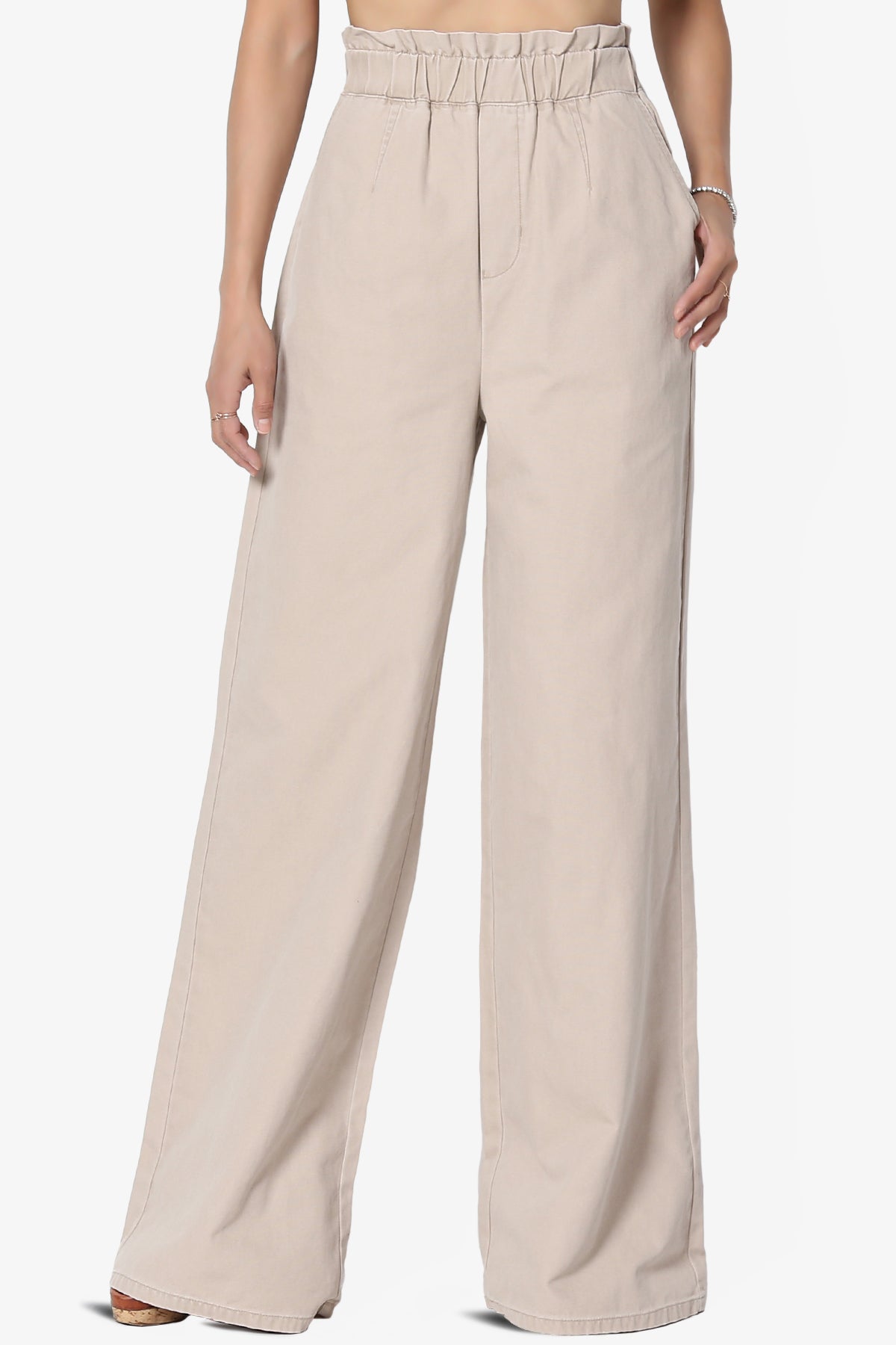 Fateful Washed Twill High Waist Wide Leg Pants