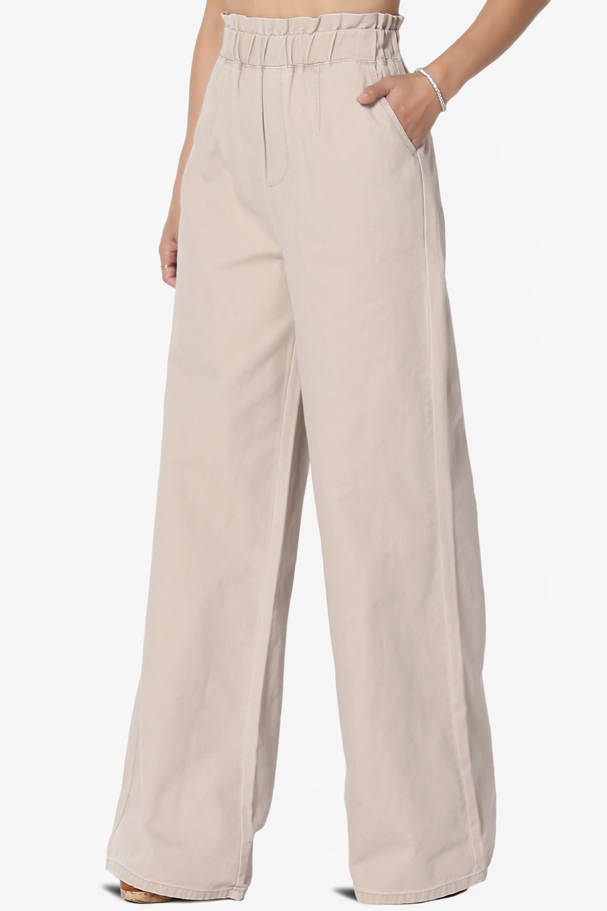 Fateful Washed Twill High Waist Wide Leg Pants