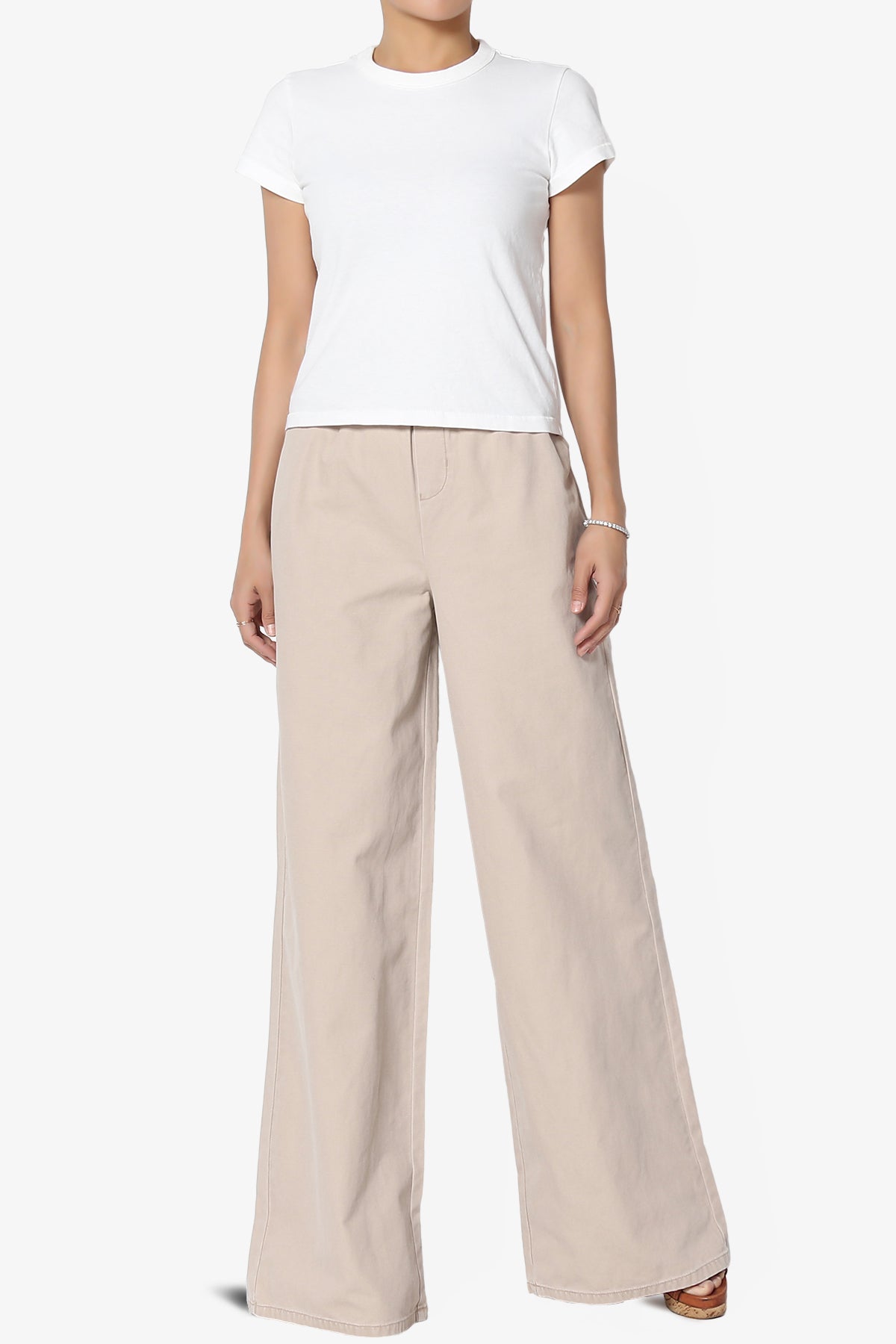 Fateful Washed Twill High Waist Wide Leg Pants