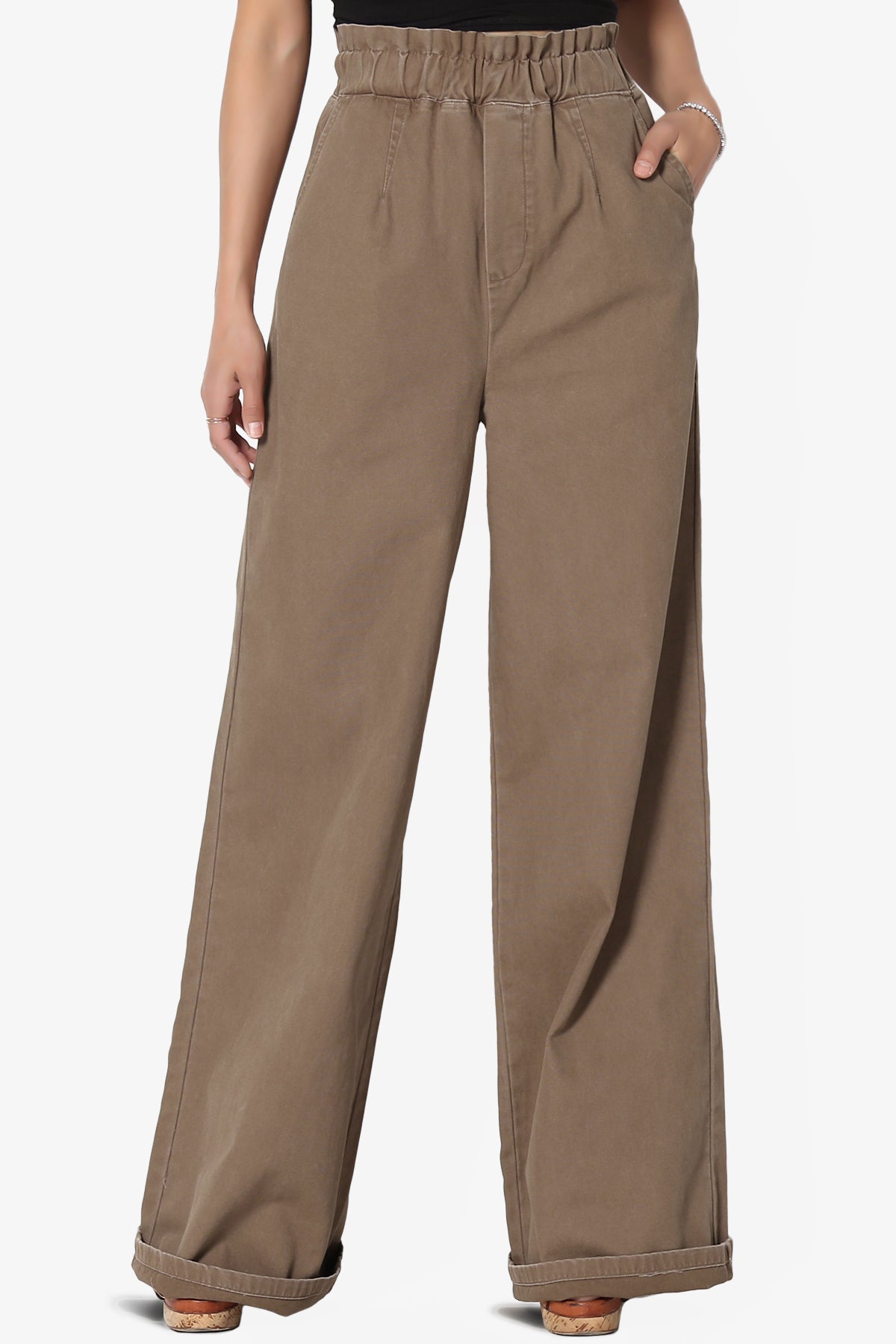 Fateful Washed Twill High Waist Wide Leg Pants