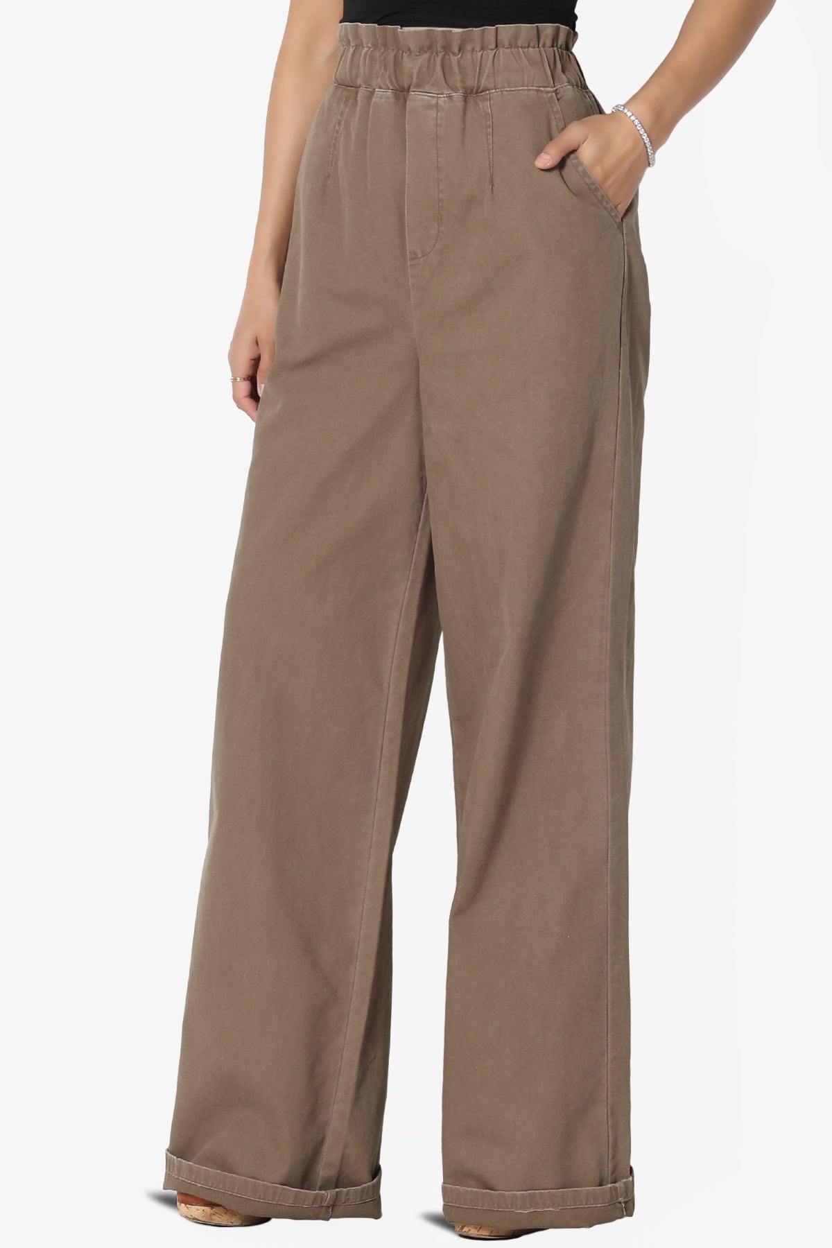 Fateful Washed Twill High Waist Wide Leg Pants