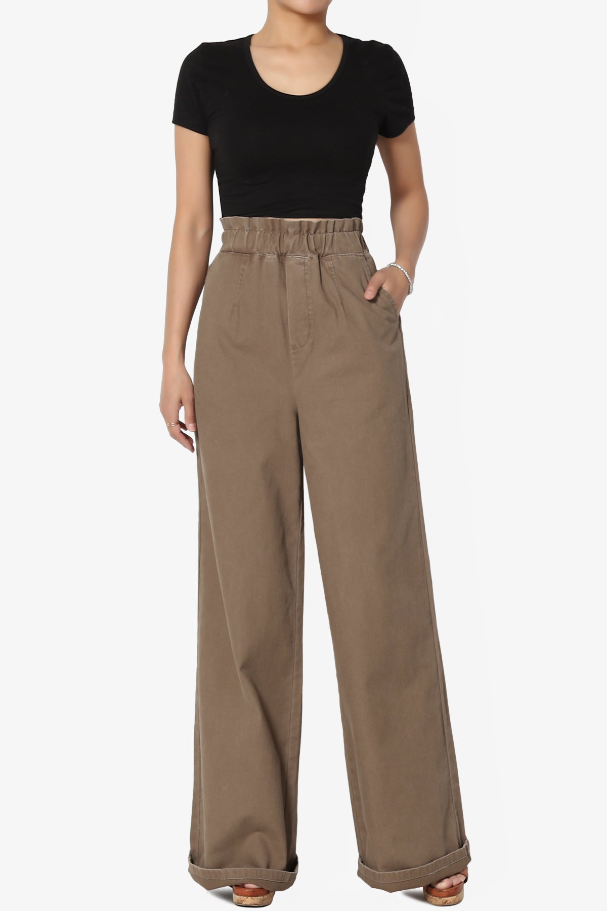 Fateful Washed Twill High Waist Wide Leg Pants