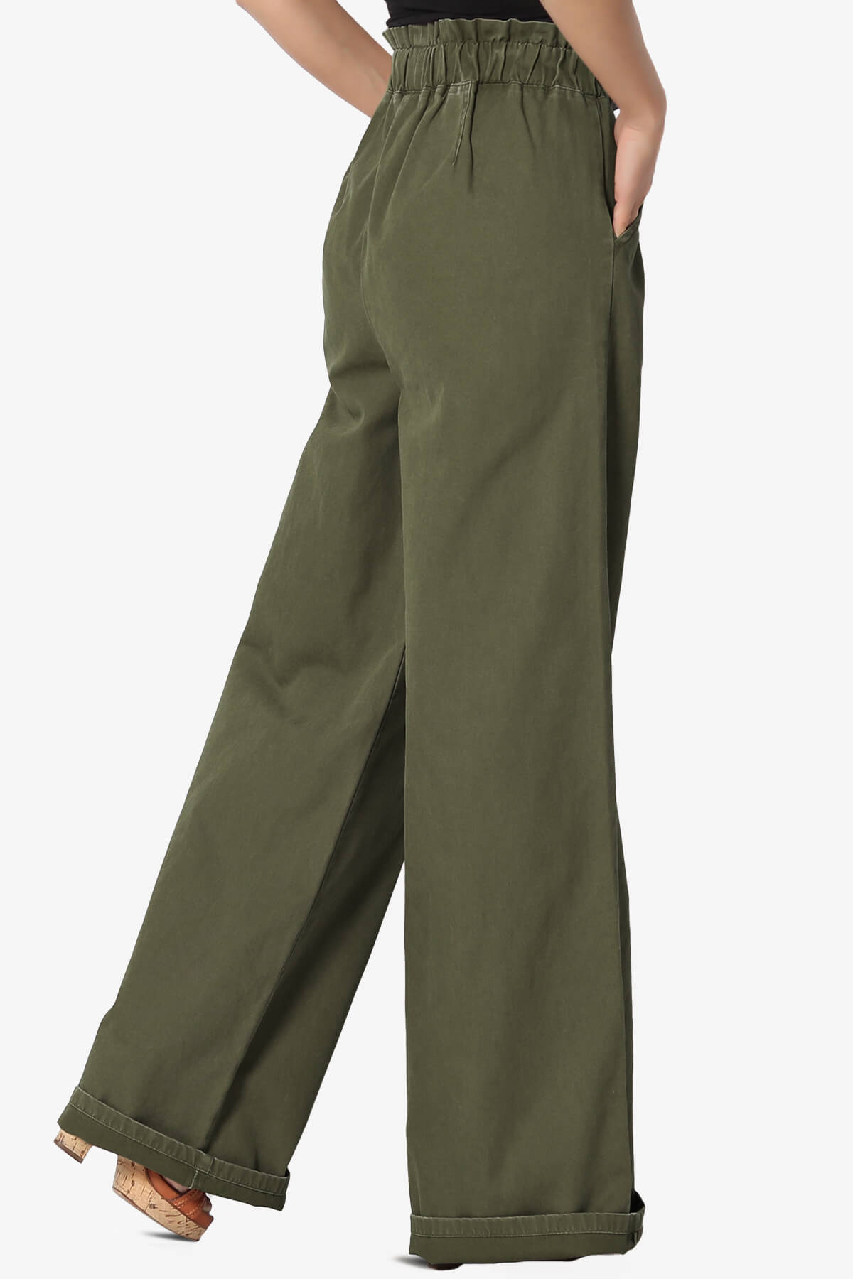 Fateful Twill High Waist Wide Leg Pants OLIVE_4