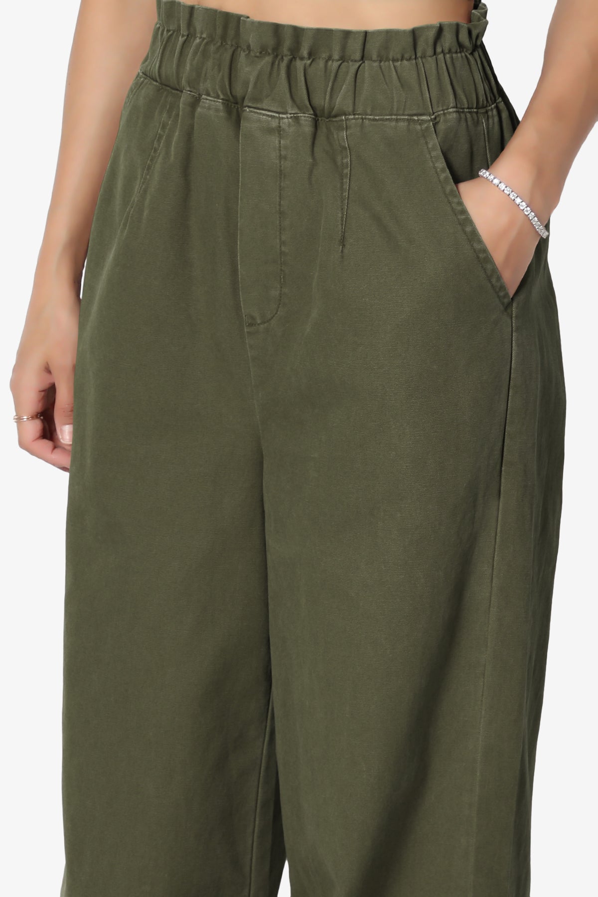 Fateful Washed Twill High Waist Wide Leg Pants