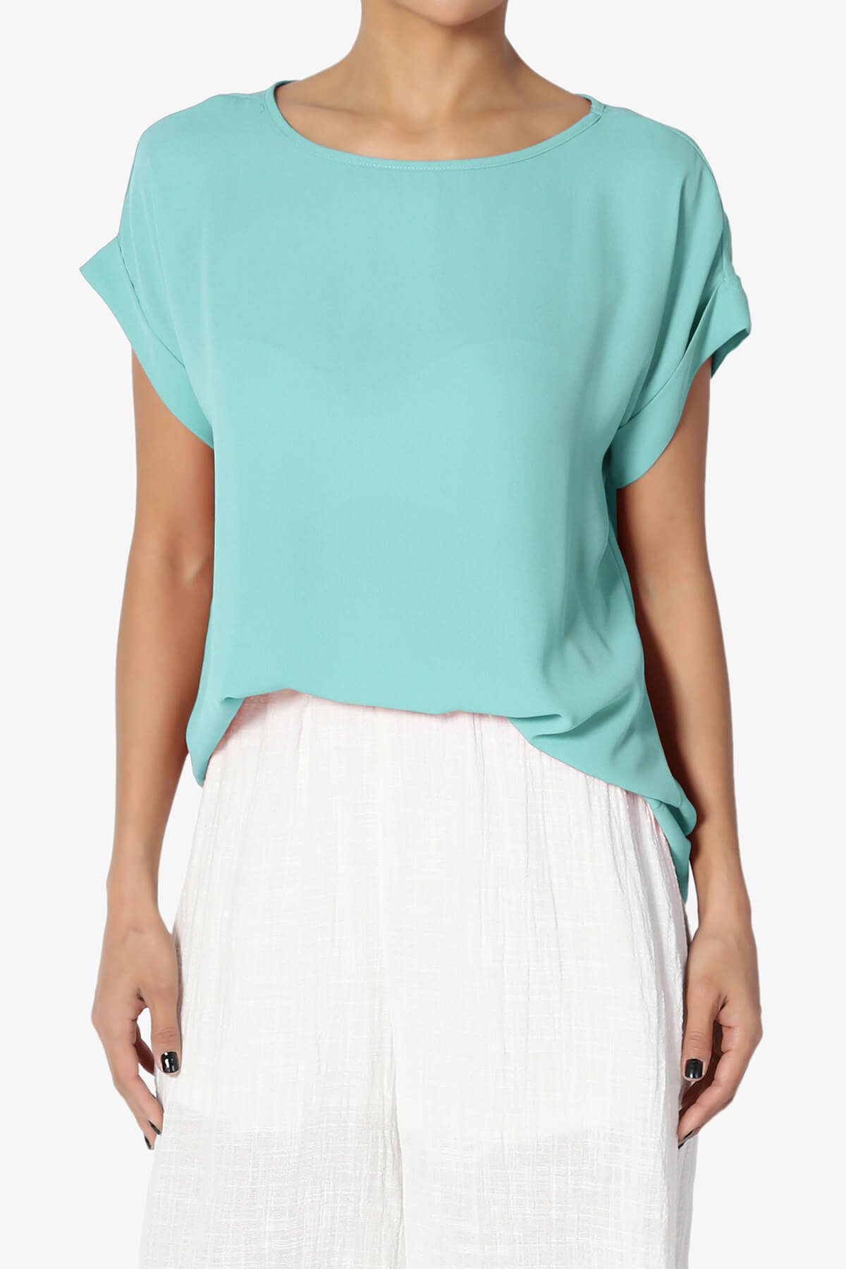 Juliette Boat Neck Chiffon Top ASH MINT_1