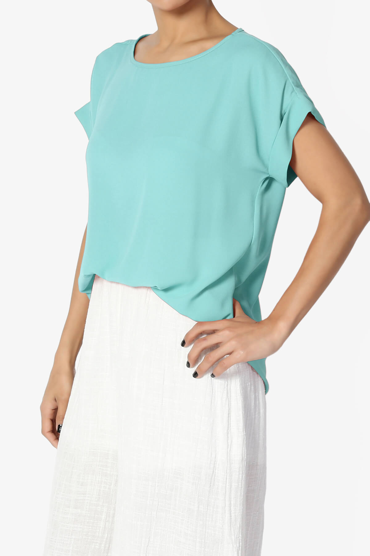 Juliette Boat Neck Chiffon Top ASH MINT_3