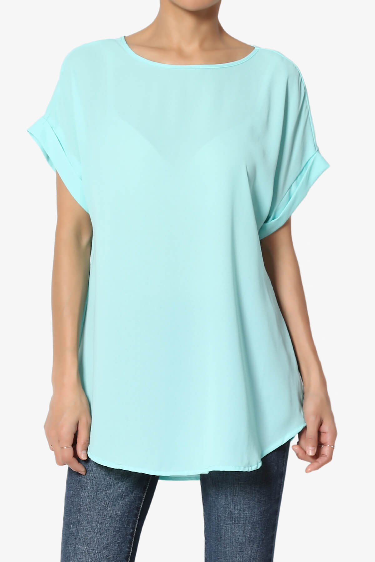 Juliette Boat Neck Chiffon Top BLUE MINT_1
