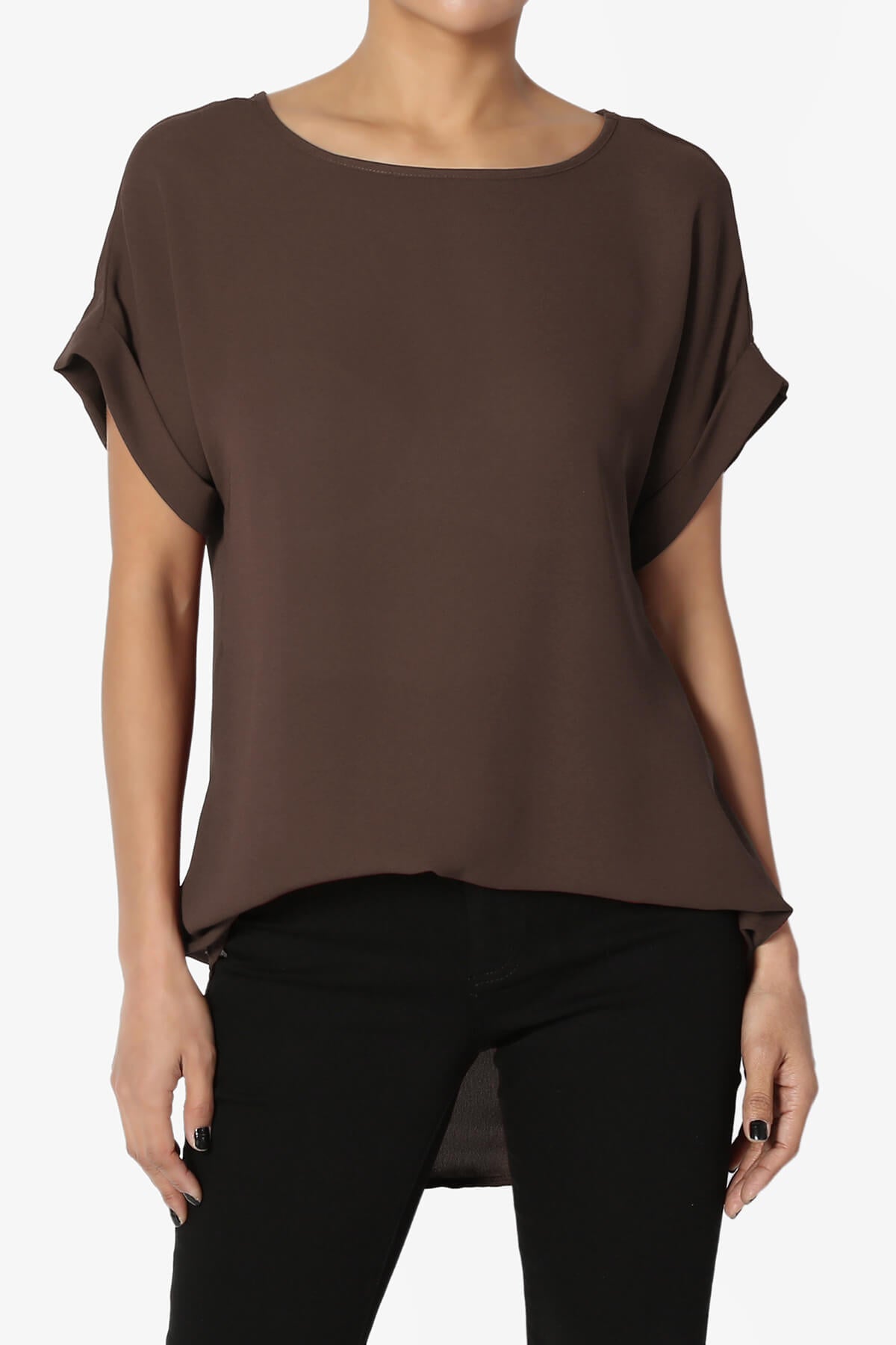 Juliette Boat Neck Chiffon Top BROWN_1