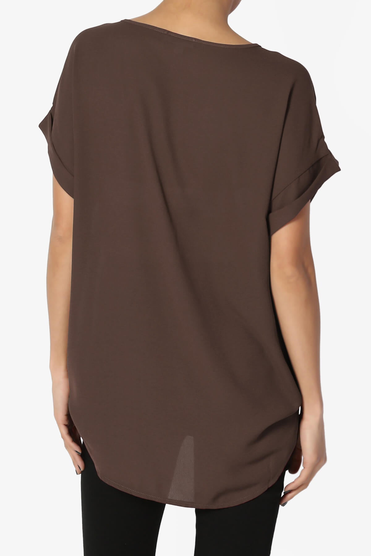 Juliette Boat Neck Chiffon Top BROWN_2