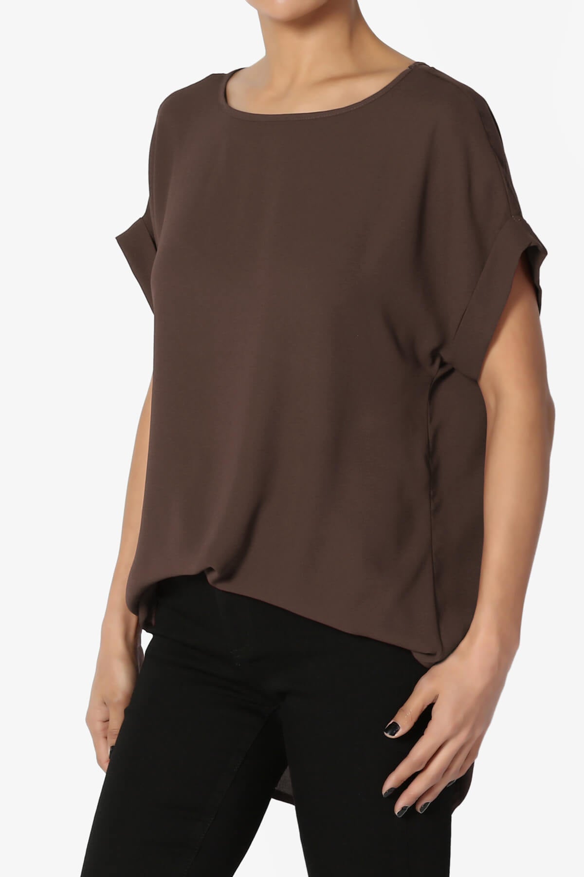 Juliette Boat Neck Chiffon Top BROWN_3