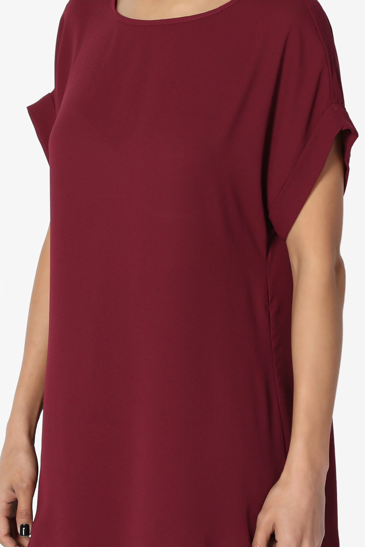 Juliette Boat Neck Chiffon Top BURGUNDY_5