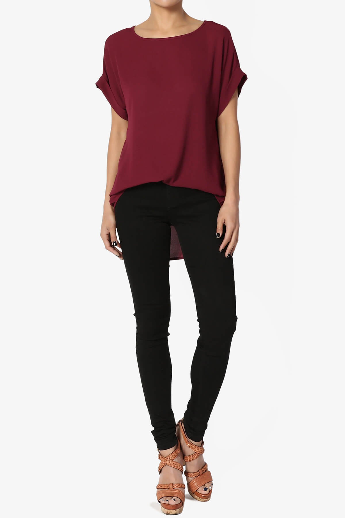 Juliette Boat Neck Chiffon Top BURGUNDY_6