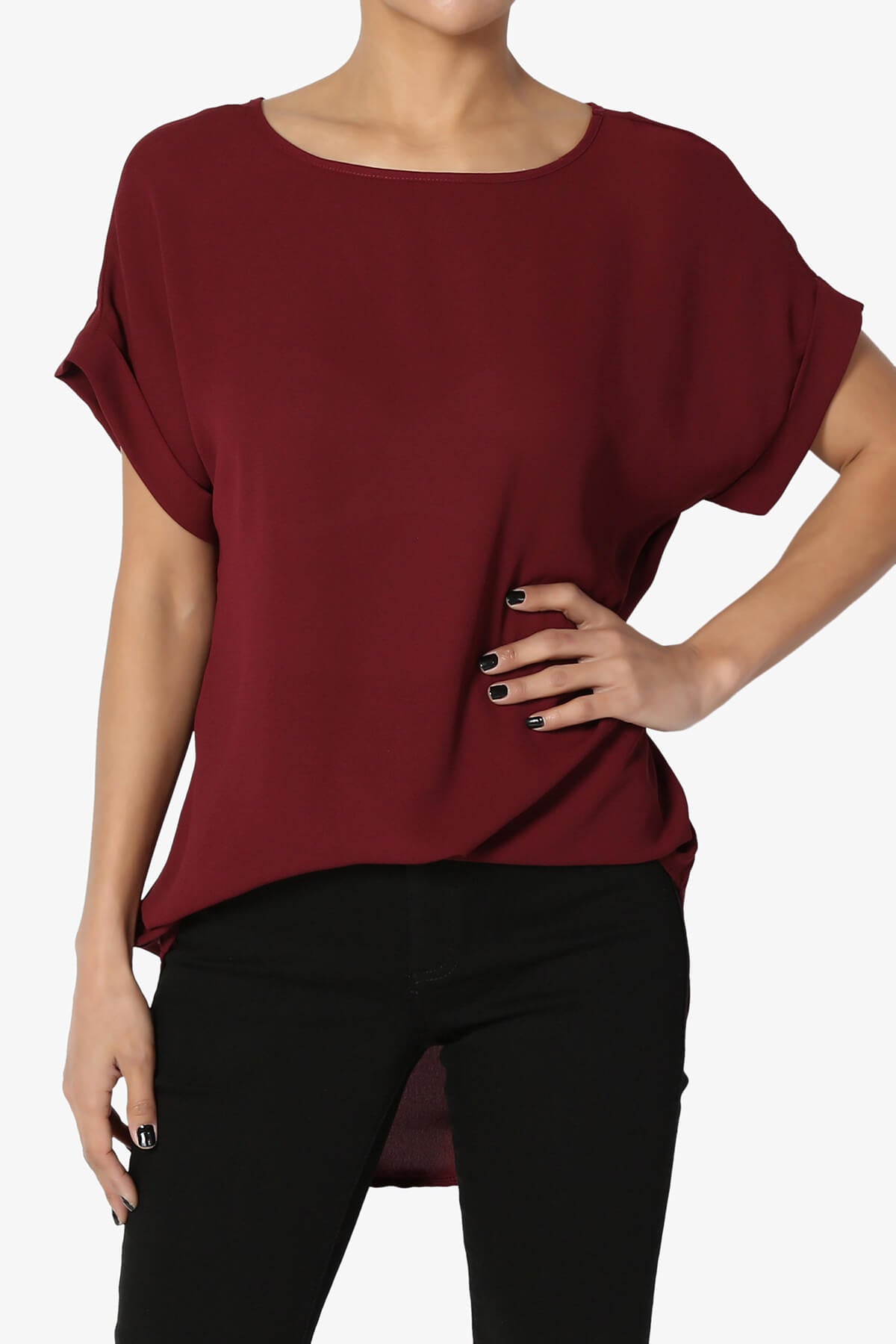 Juliette Boat Neck Chiffon Top DARK BURGUNDY_1