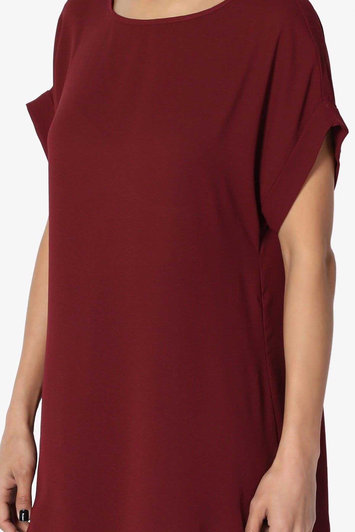 Juliette Boat Neck Chiffon Top DARK BURGUNDY_5
