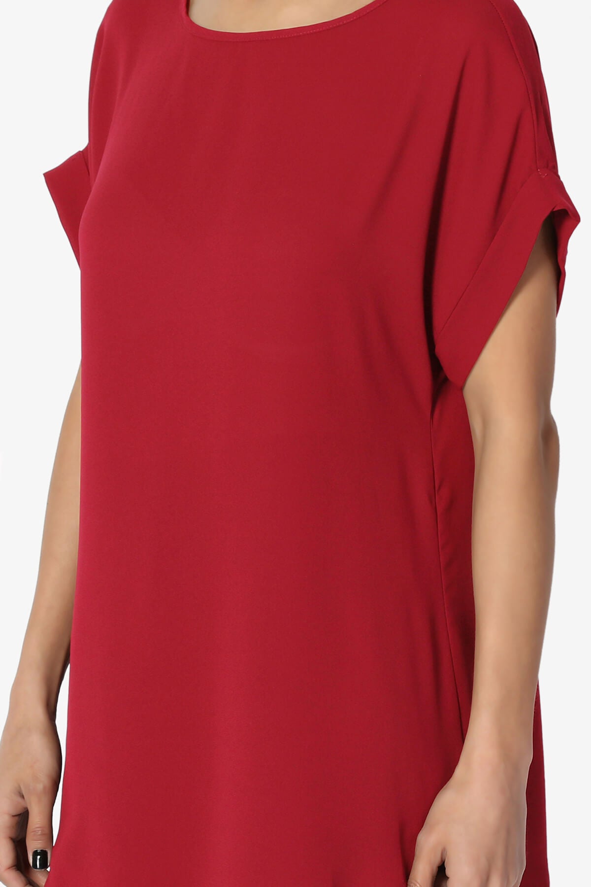 Juliette Boat Neck Chiffon Top DARK RED_5