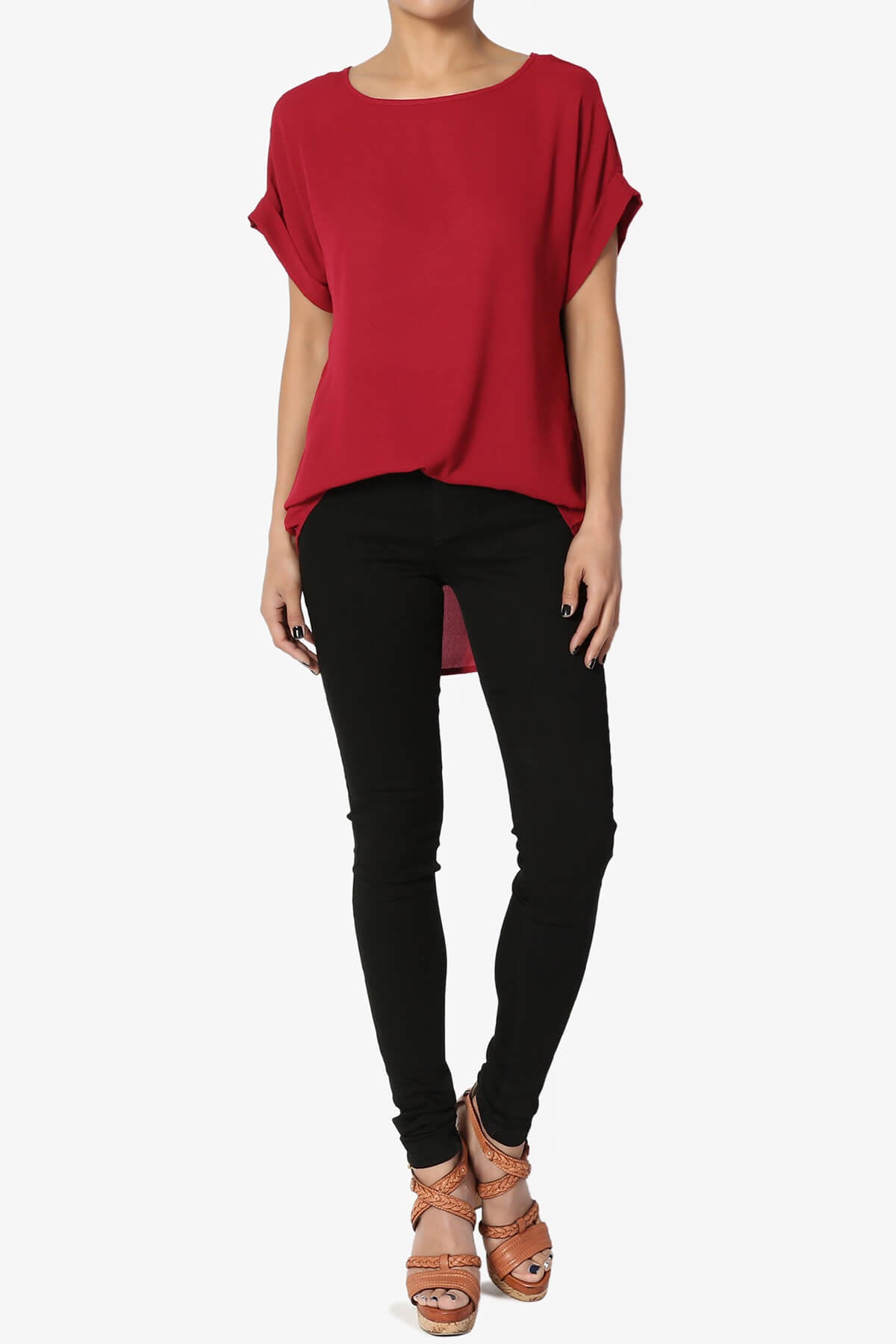 Juliette Boat Neck Chiffon Top DARK RED_6