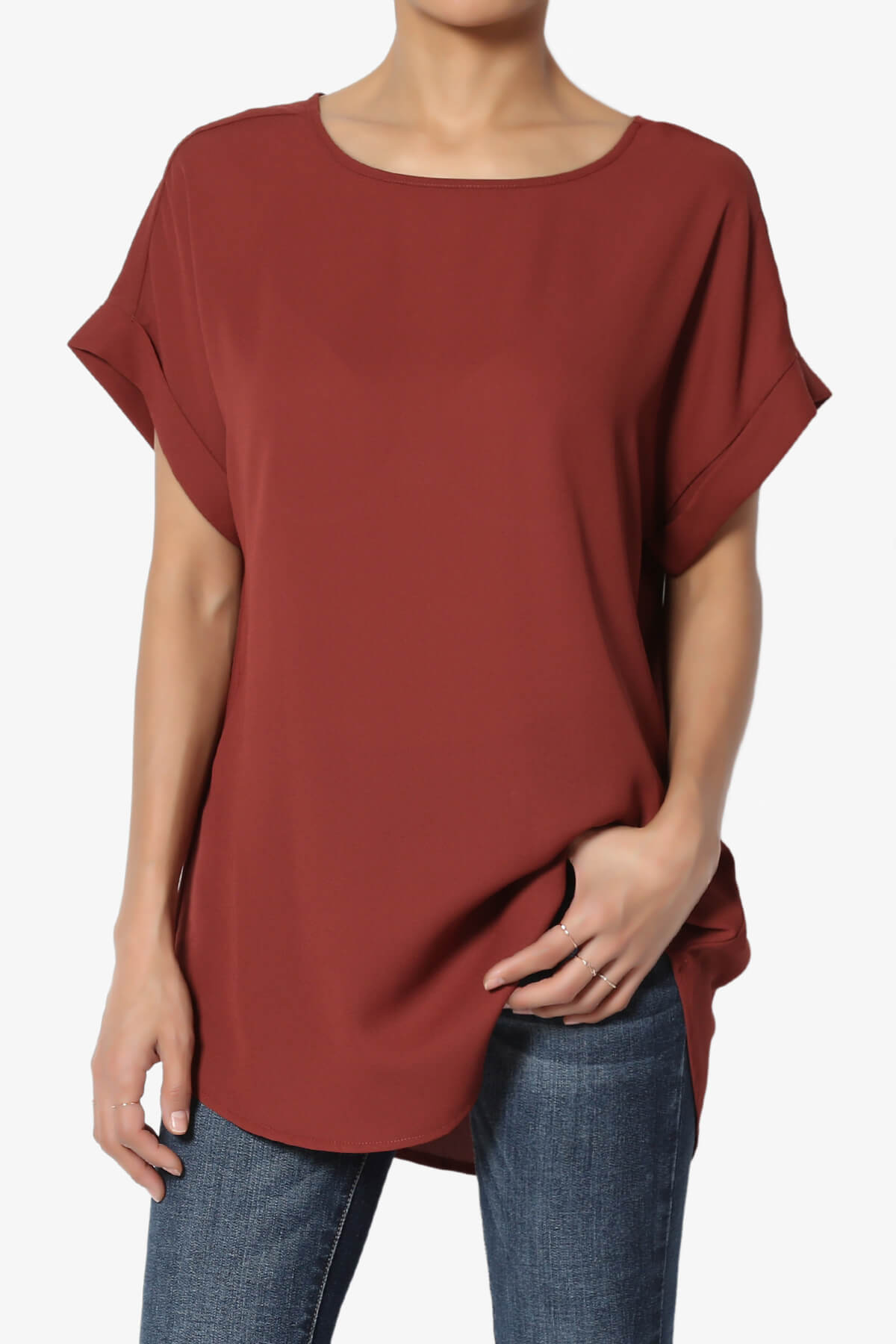 Juliette Boat Neck Chiffon Top DARK RUST_1