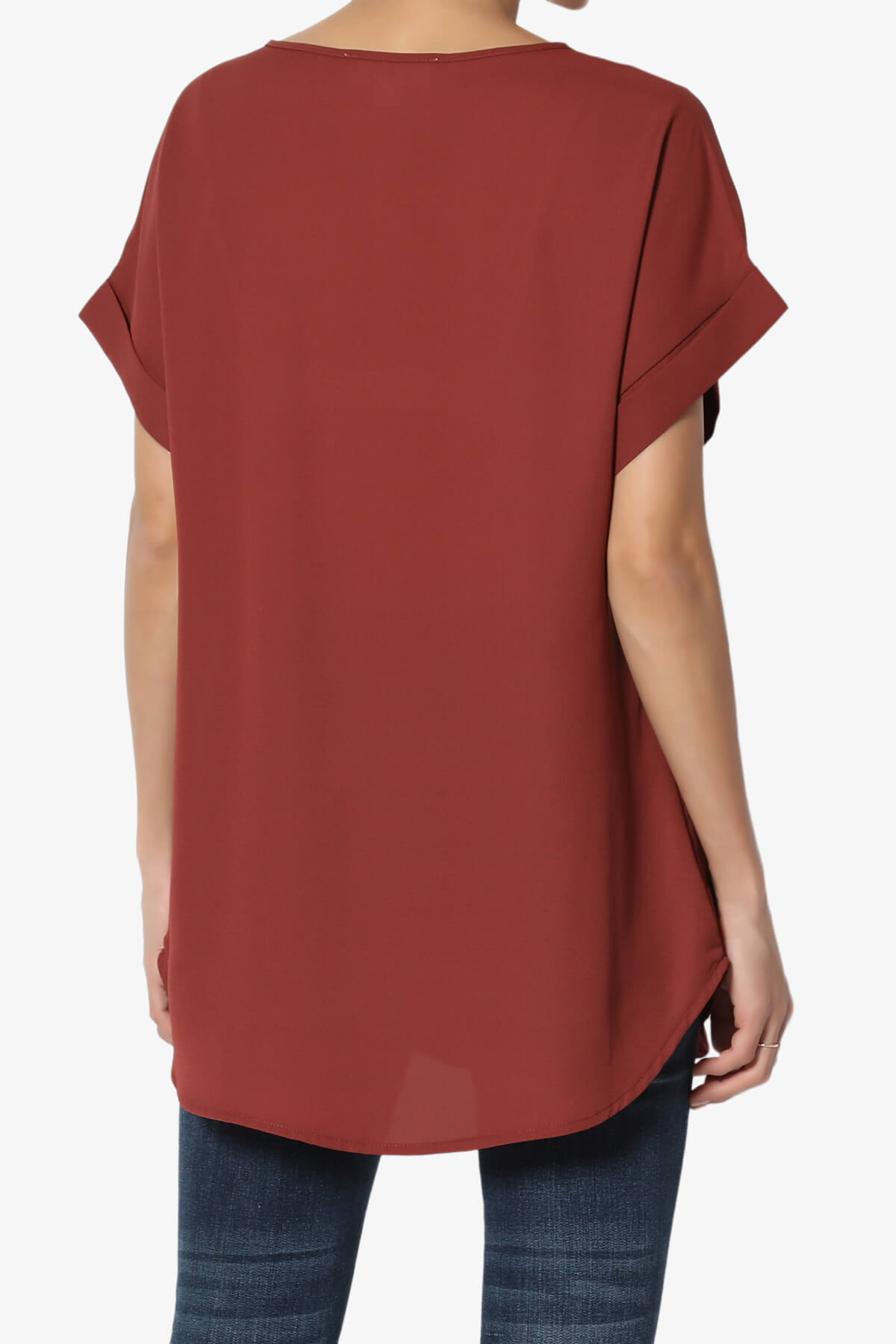 Juliette Boat Neck Chiffon Top DARK RUST_2