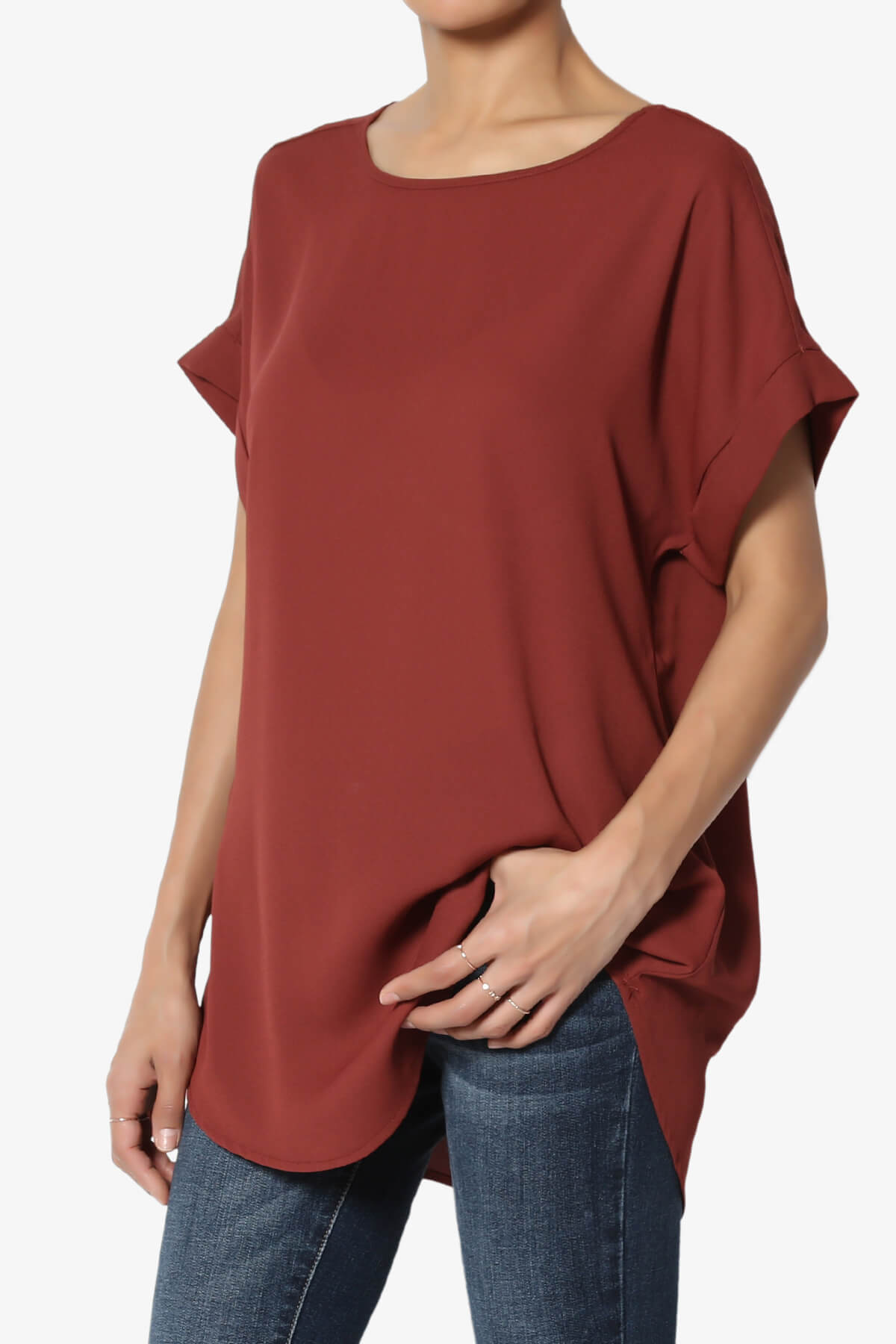 Juliette Boat Neck Chiffon Top DARK RUST_3