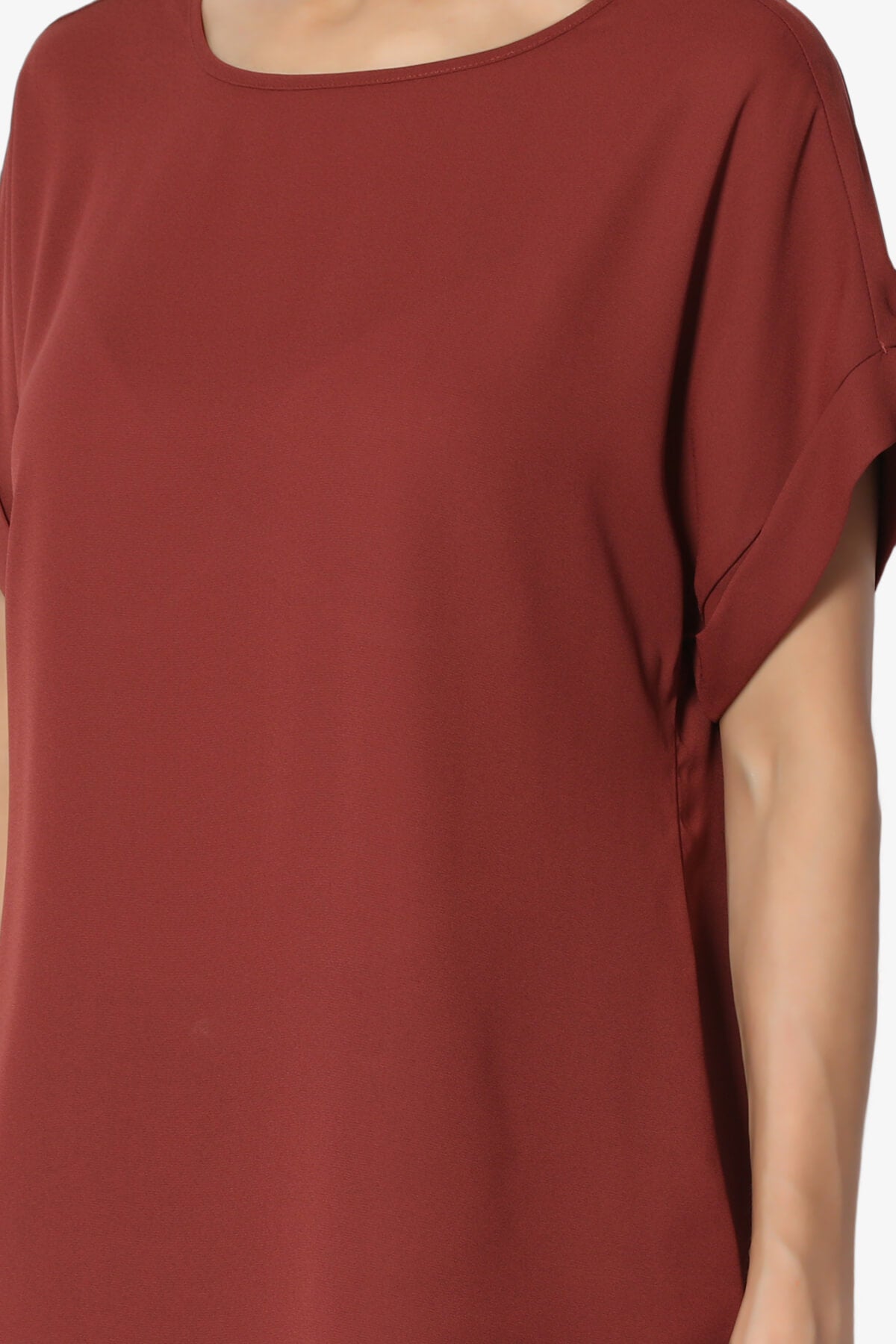 Juliette Boat Neck Chiffon Top DARK RUST_5