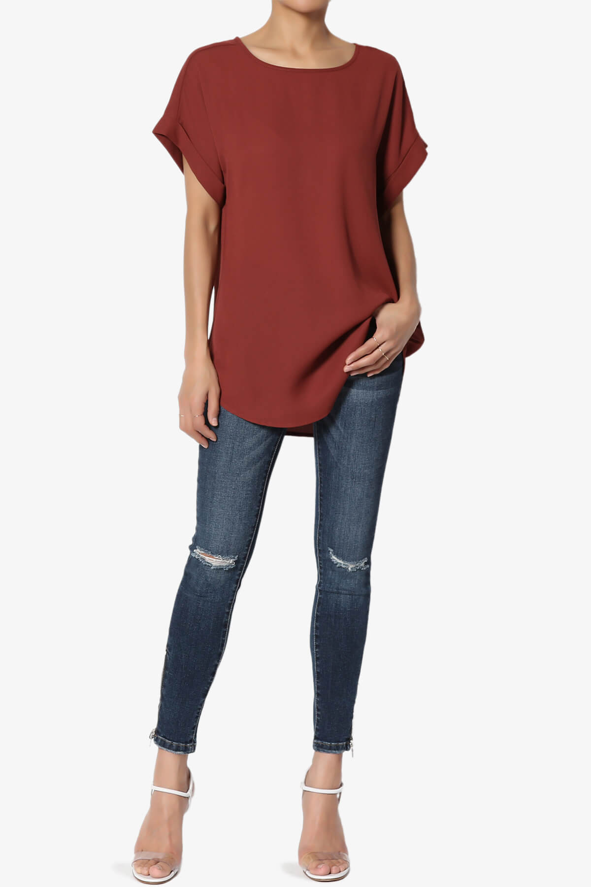 Juliette Boat Neck Chiffon Top DARK RUST_6